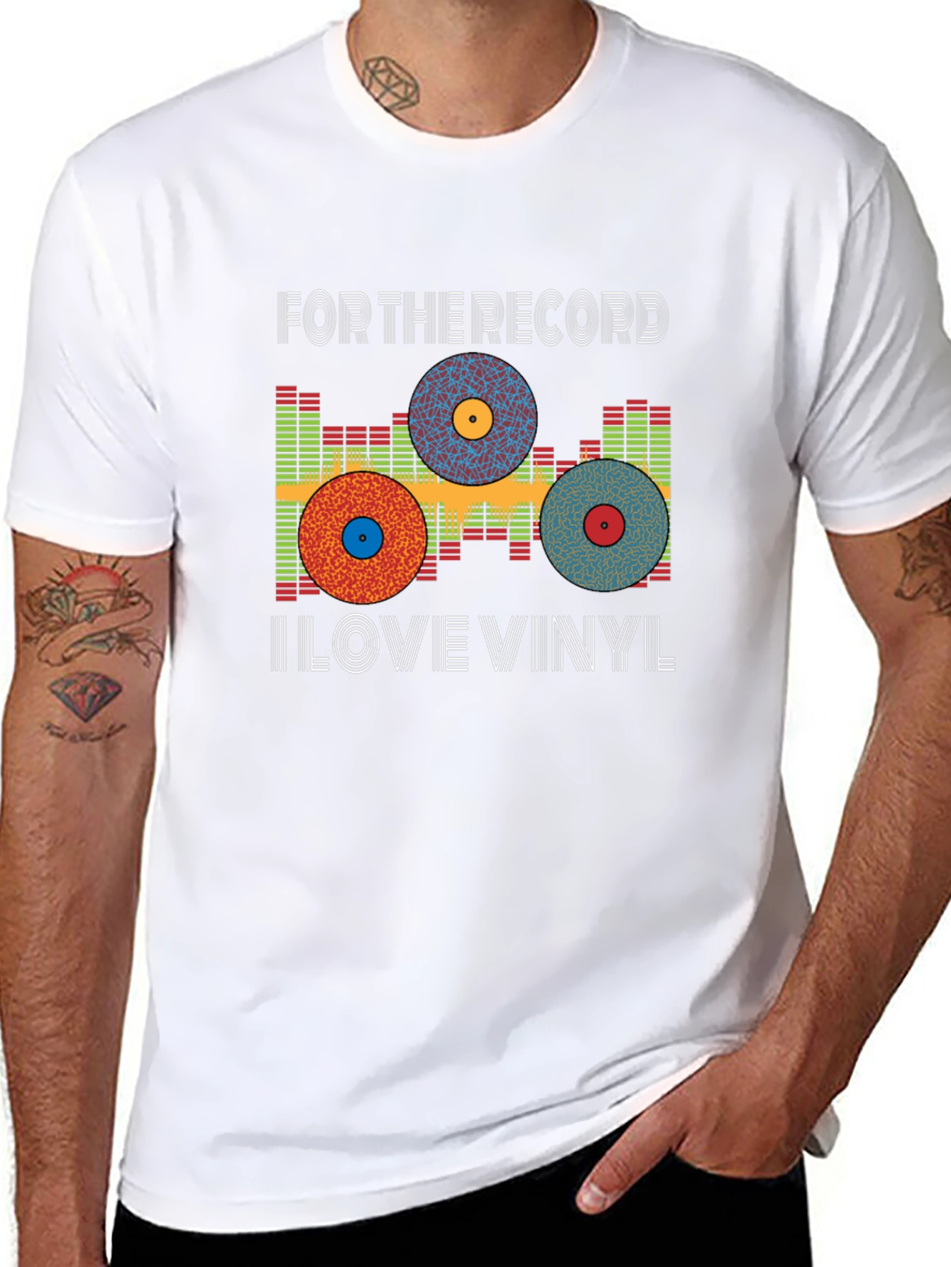 Black For The Record I Love Vinyl Music Graphic Tee view 8