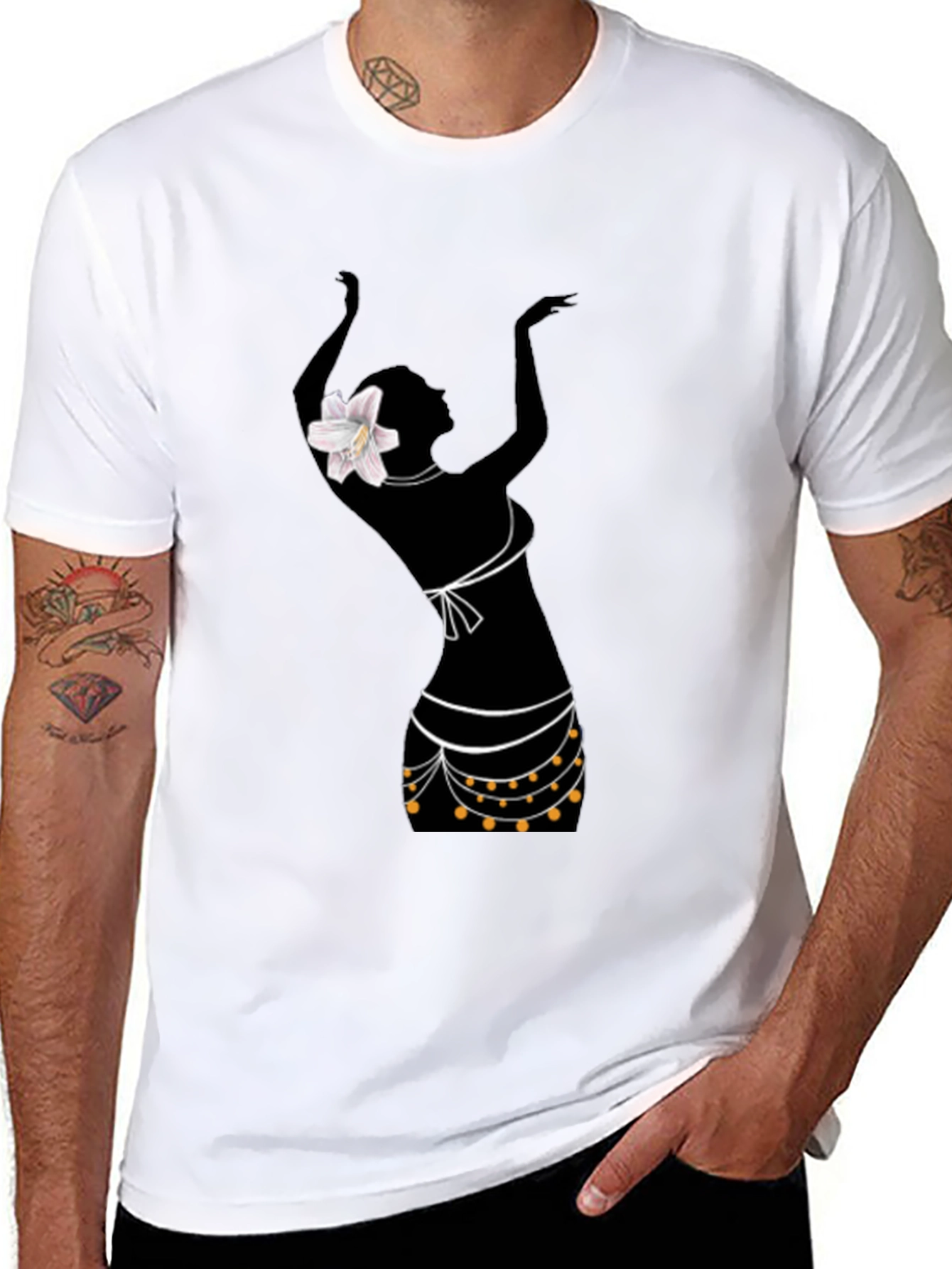 Black Silhouette Dancer Graphic Tee - Stylish Black T-Shirt view 8