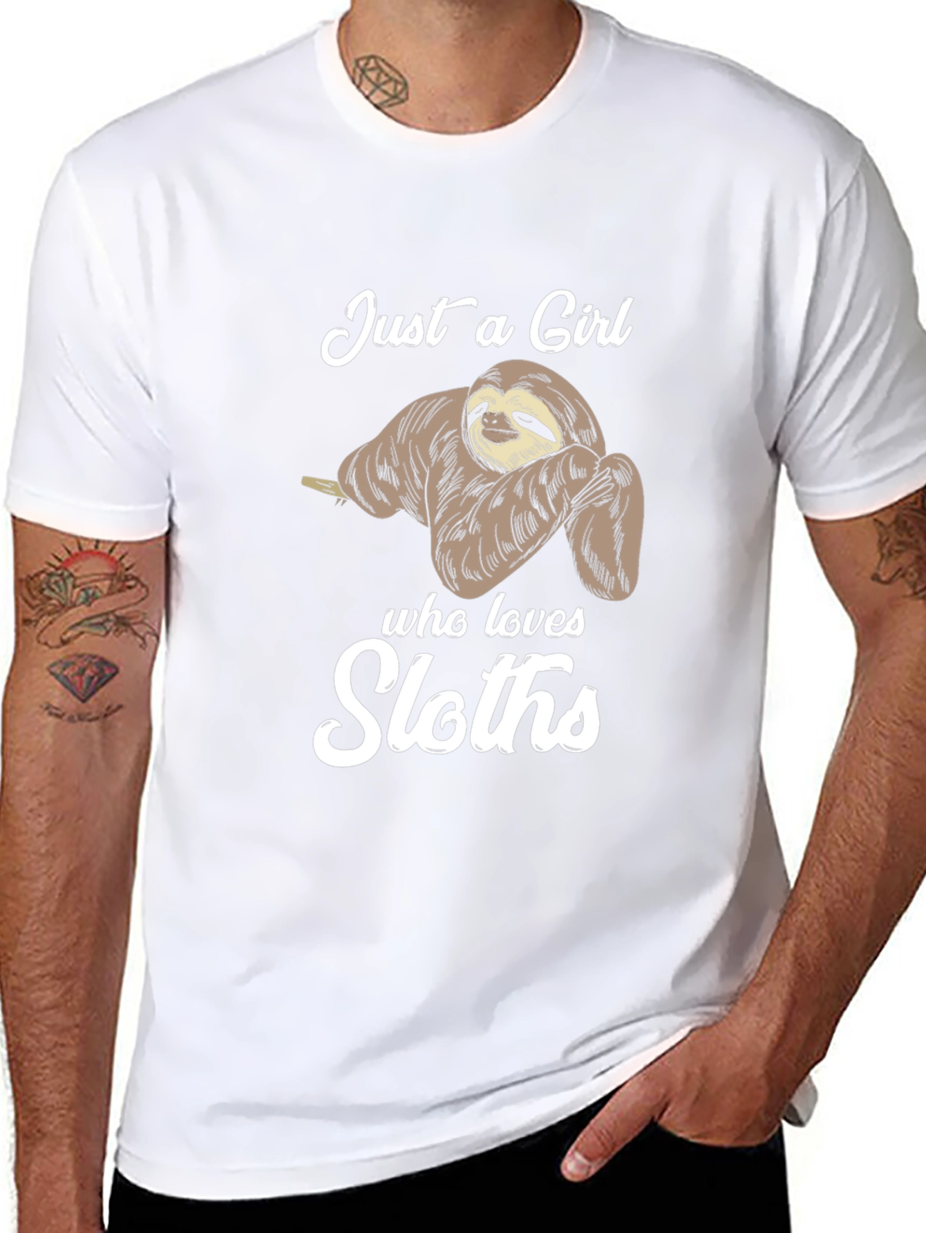 Black Just a Girl Who Loves Sloths Graphic T-Shirt view 8