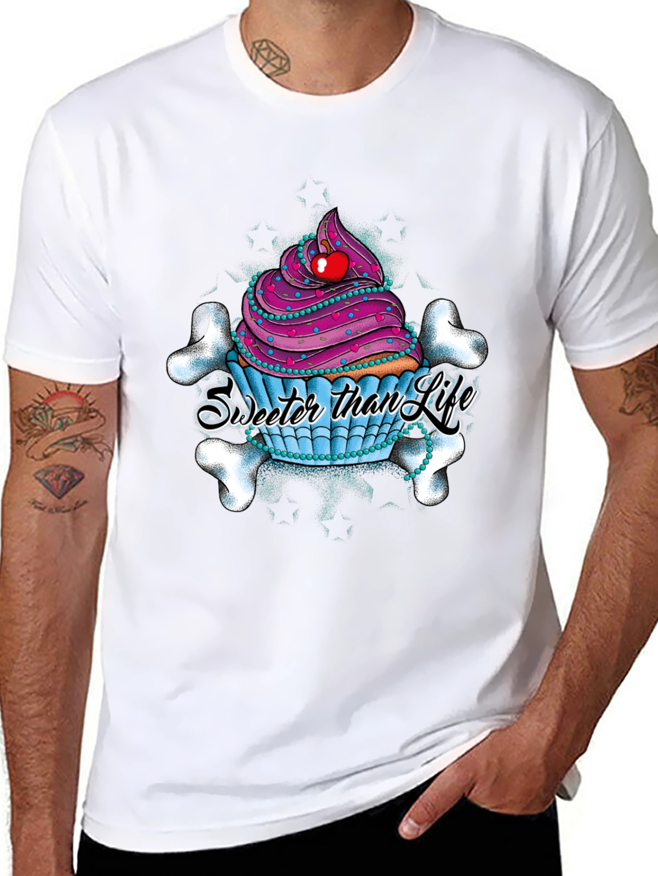 Black Cupcake Skull Graphic T-Shirt - Sweeter Than Life view 8