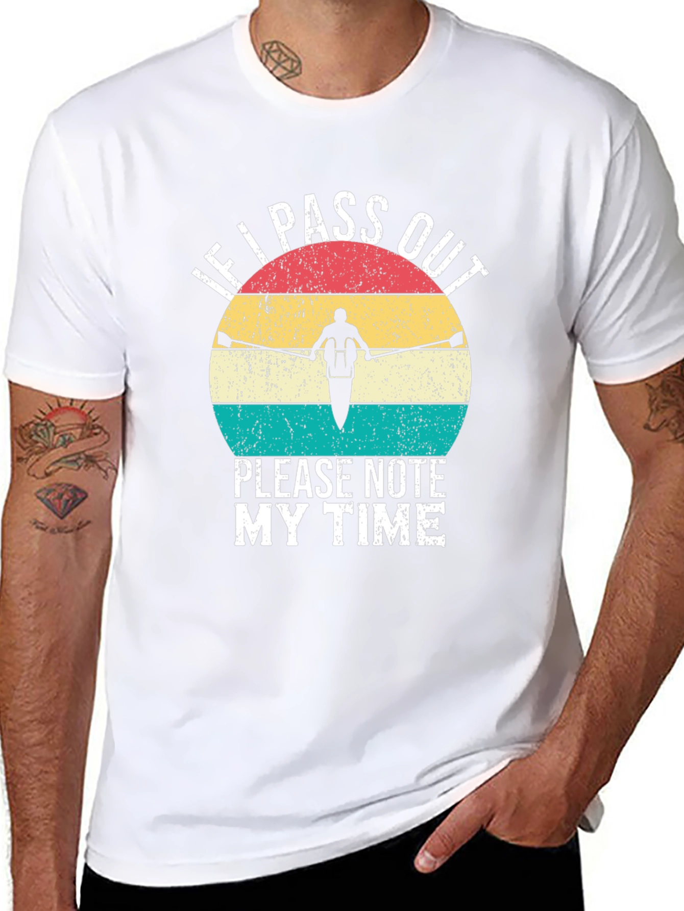 Black Rowing T-Shirt - Funny "Note My Time" Design view 8