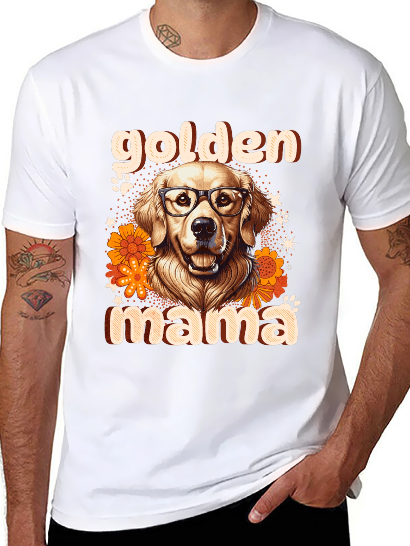 Black Golden Mama Dog T-Shirt view 8