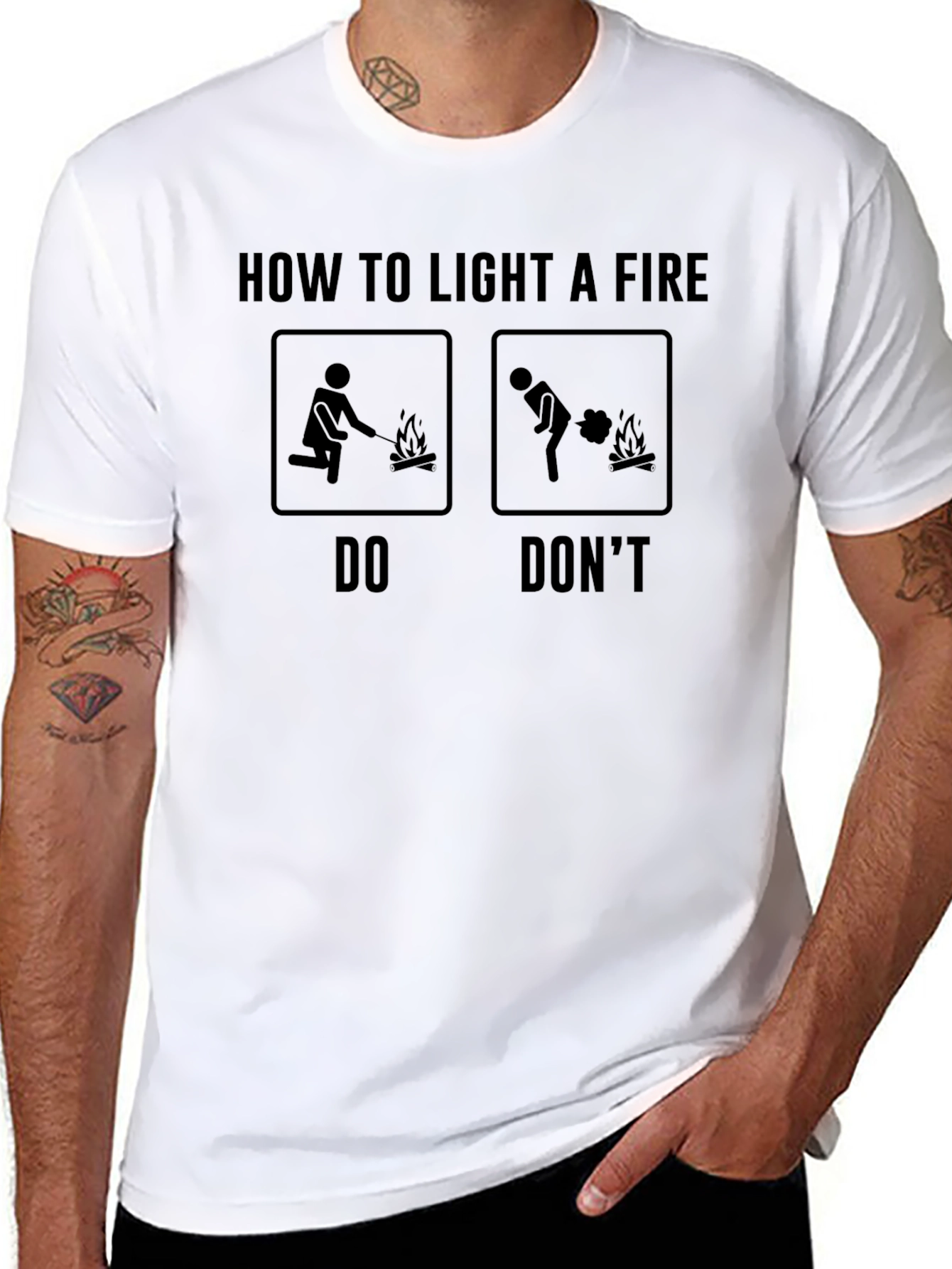 Black How To Light A Fire Graphic Tee view 8