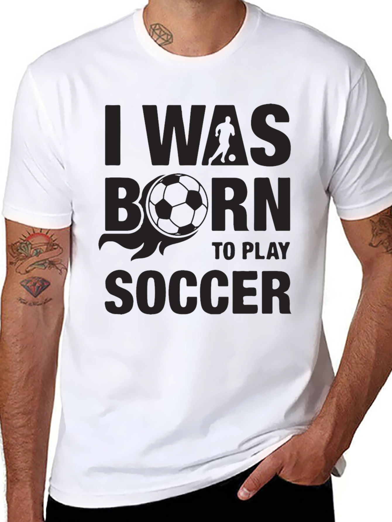 Black Born to Play Soccer Graphic T-Shirt view 8