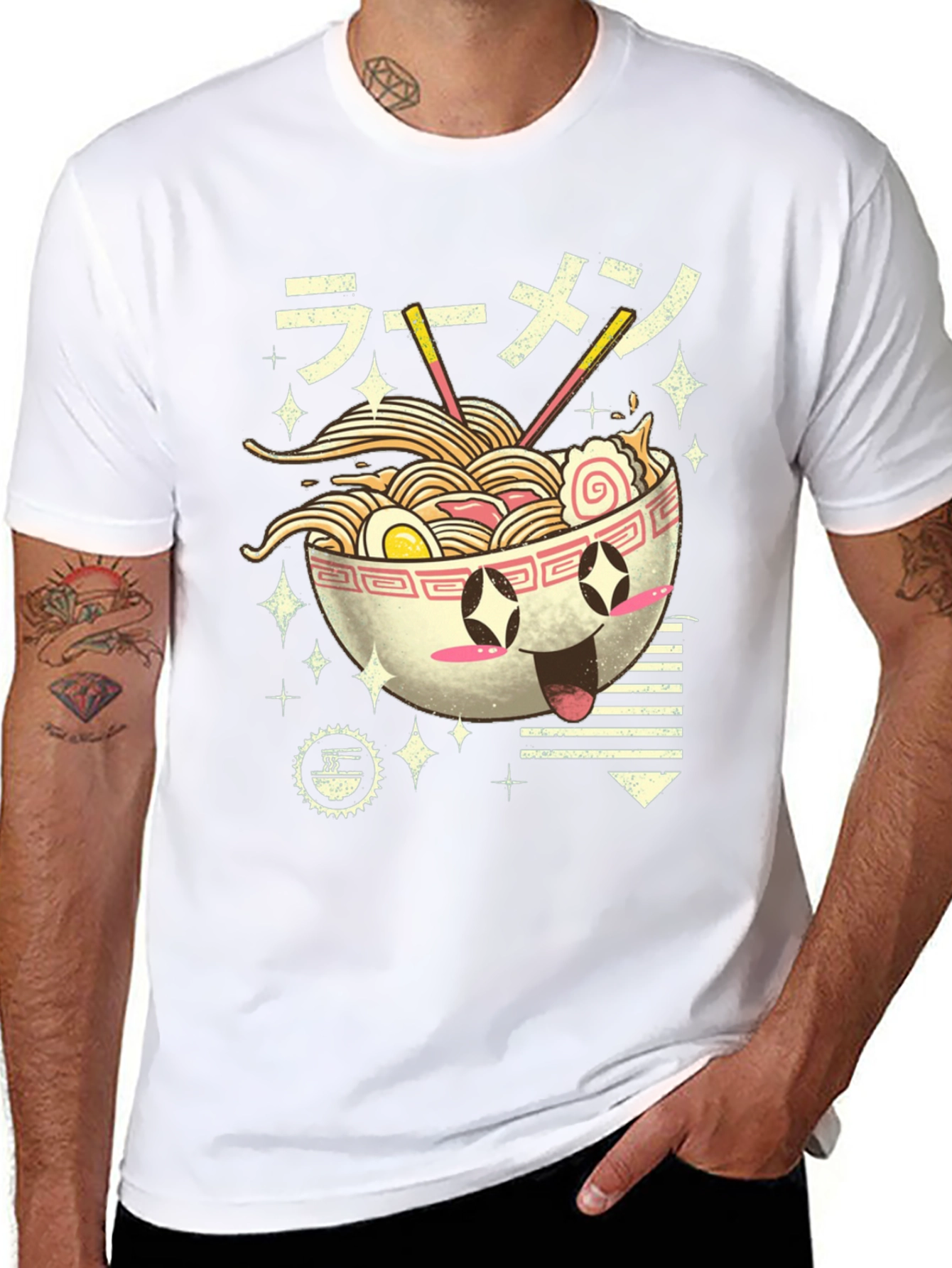 Black Kawaii Ramen Bowl Graphic Tee - Black view 8