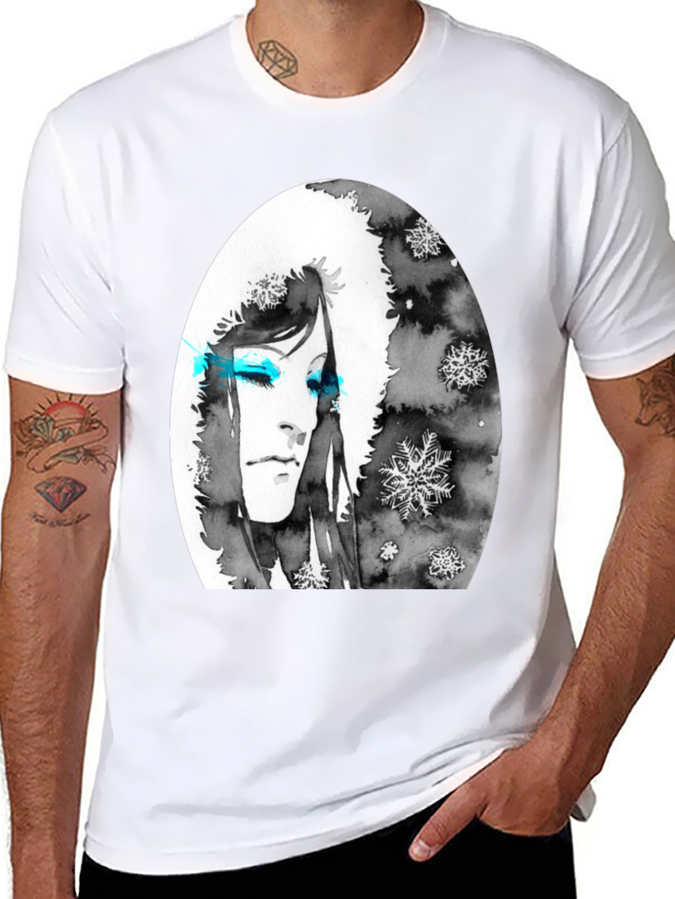 Black Winter Woman Graphic Tee - Soft Black Cotton view 8