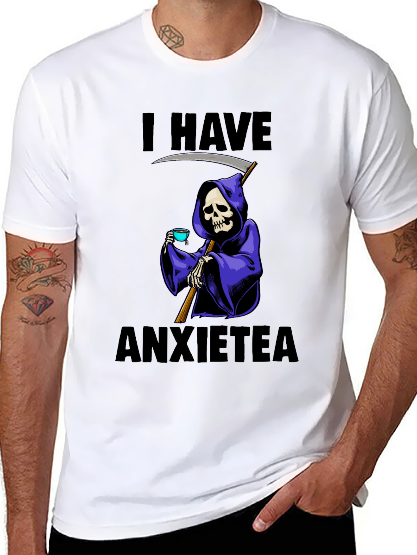 Black I Have Anxietea Grim Reaper T-Shirt view 8