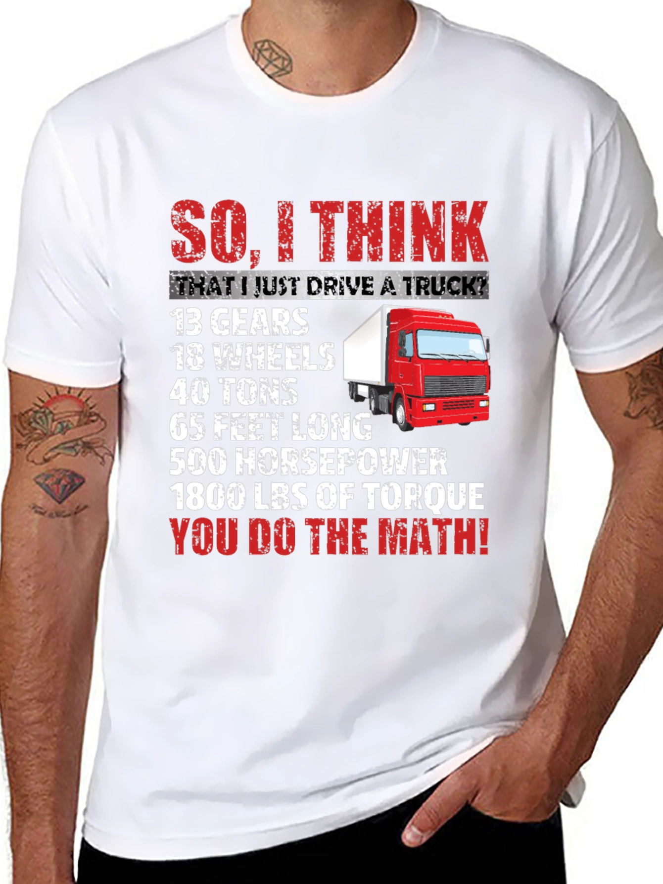 Black Truck Driver Humor T-Shirt: You Do The Math! view 8