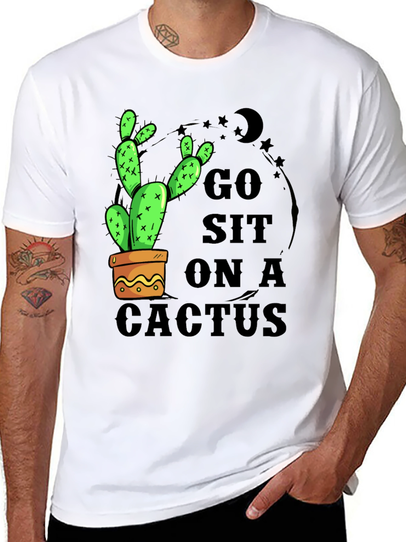 Black Go Sit On A Cactus T-Shirt - Funny Graphic Tee view 8