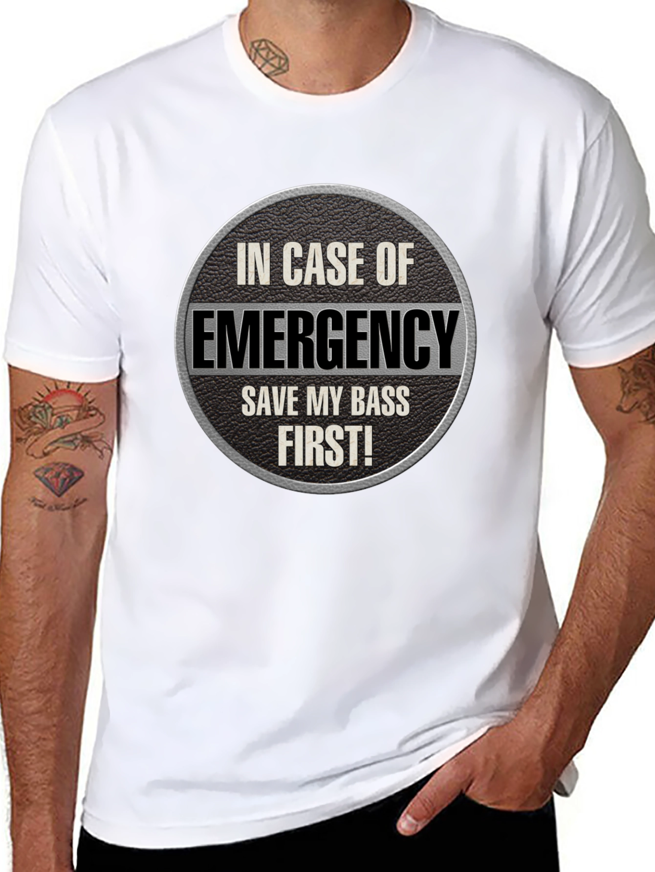 Black Emergency Save My Bass First T-Shirt view 8