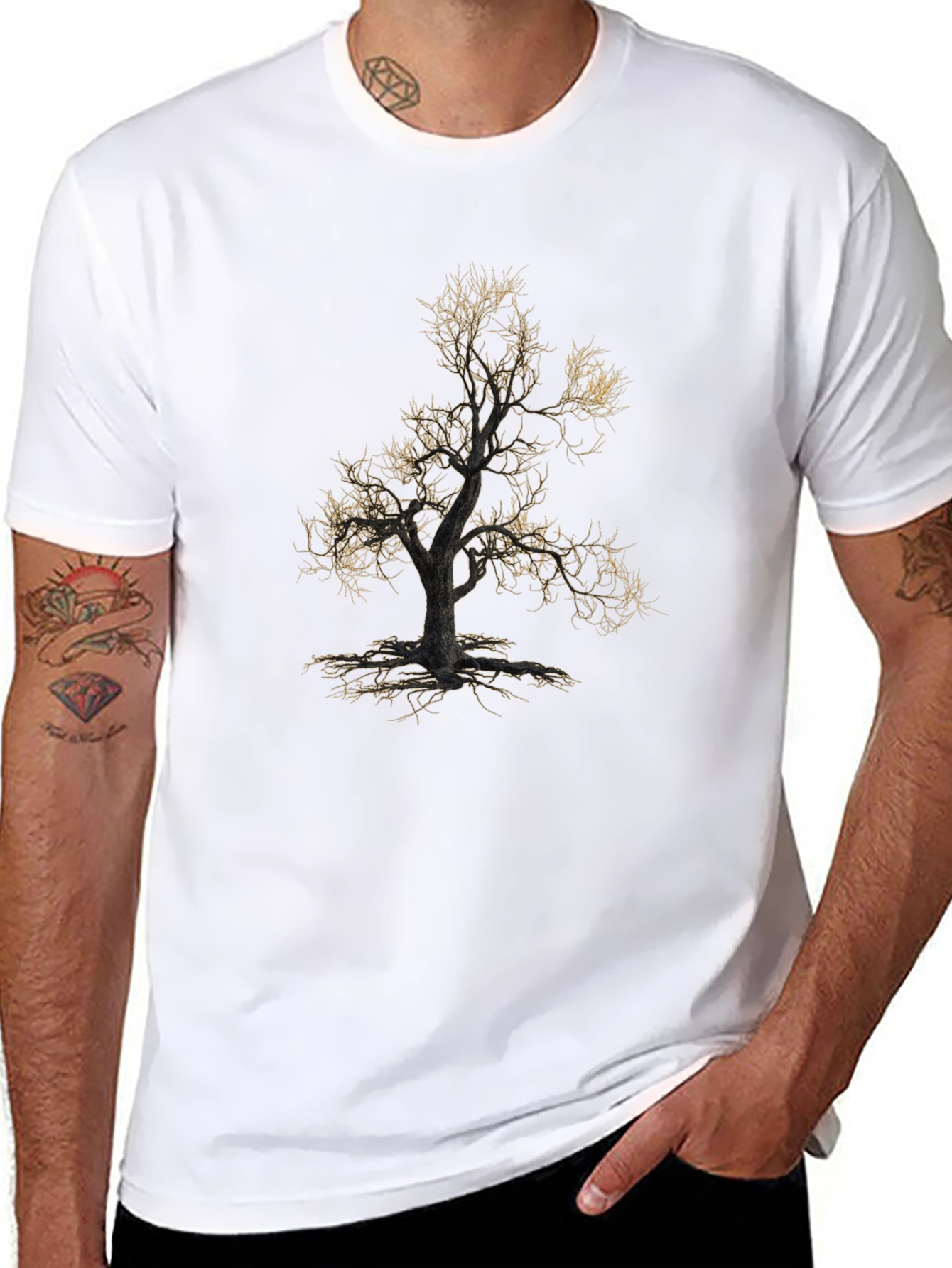 Black Black Tree Graphic Tee - Men's Short Sleeve Casual Top view 8