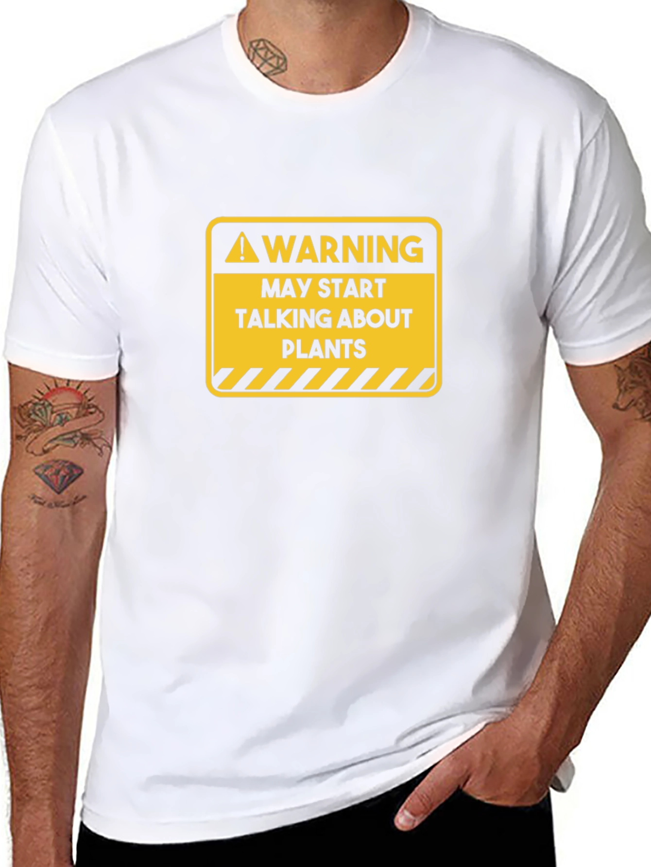 Black Warning Plants T-Shirt - Funny Gardening Tee view 8