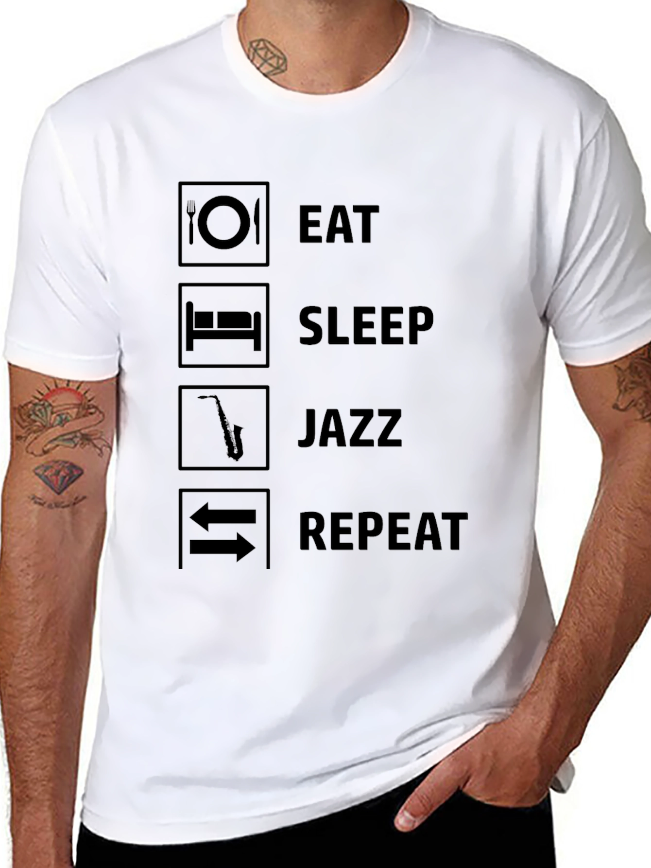 Black Eat Sleep Jazz Repeat Graphic T-Shirt view 8