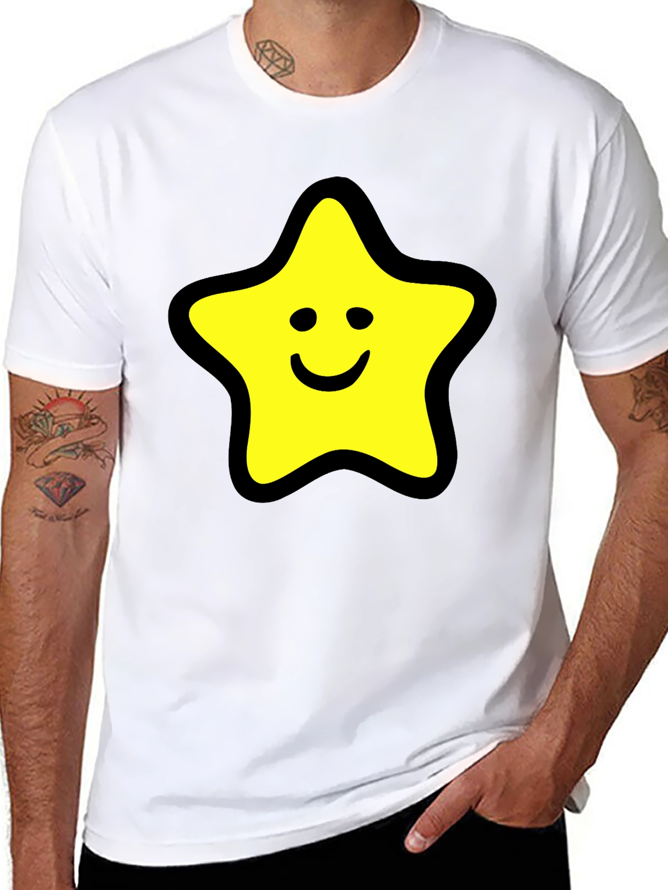 Black Star Graphic Black T-Shirt - Comfortable Cotton Blend view 8