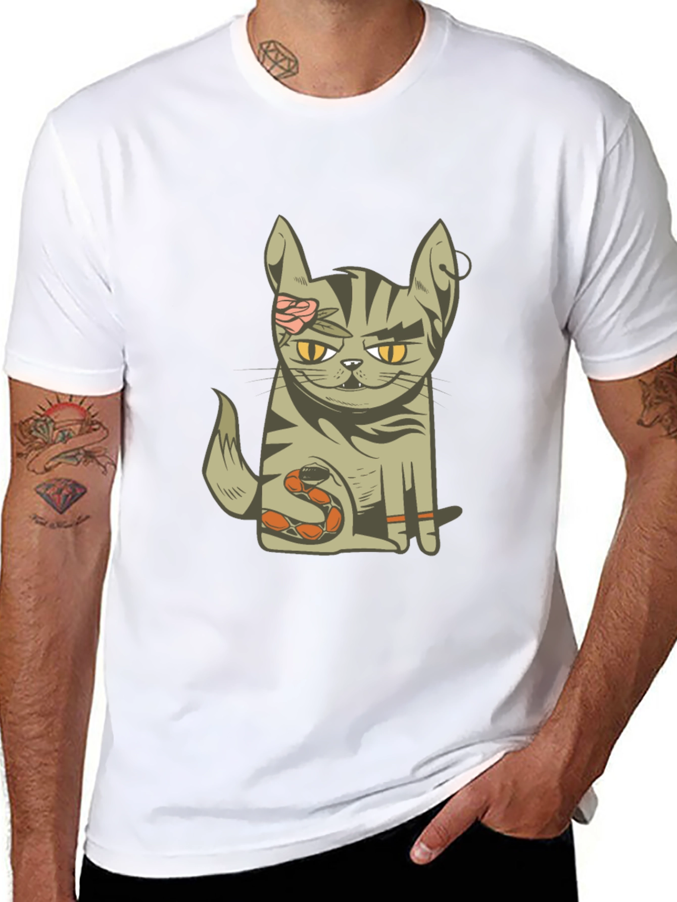 Black Zombie Cat T-Shirt - Unique Graphic Tee view 8