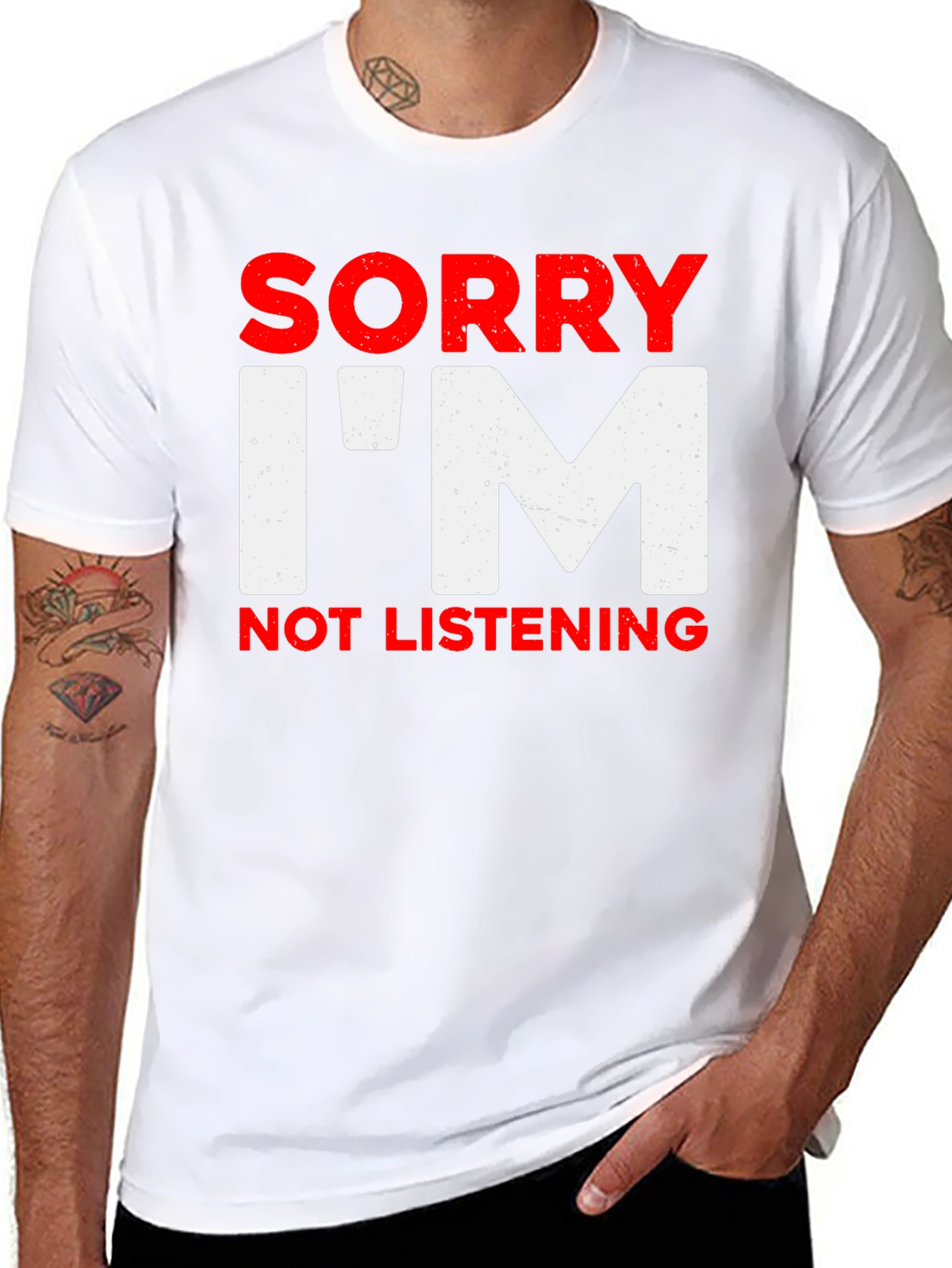 Black Sorry I'm Not Listening Graphic T-Shirt view 8