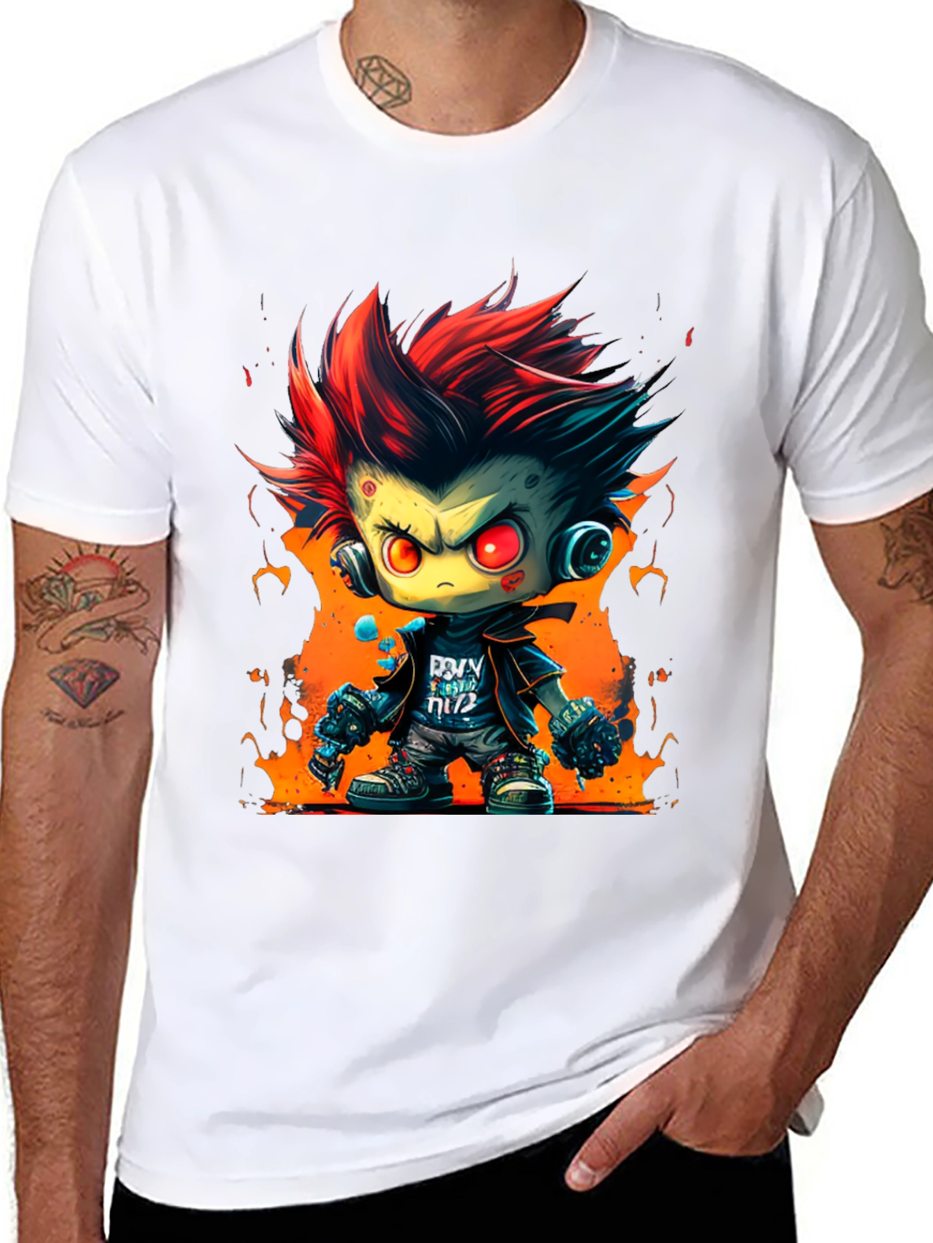 Black Cartoon Zombie Graphic Tee - Cool Edgy Design view 8