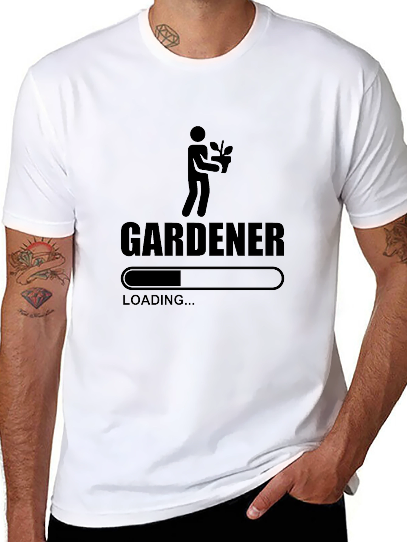 Black Gardener Loading Black T-Shirt view 8