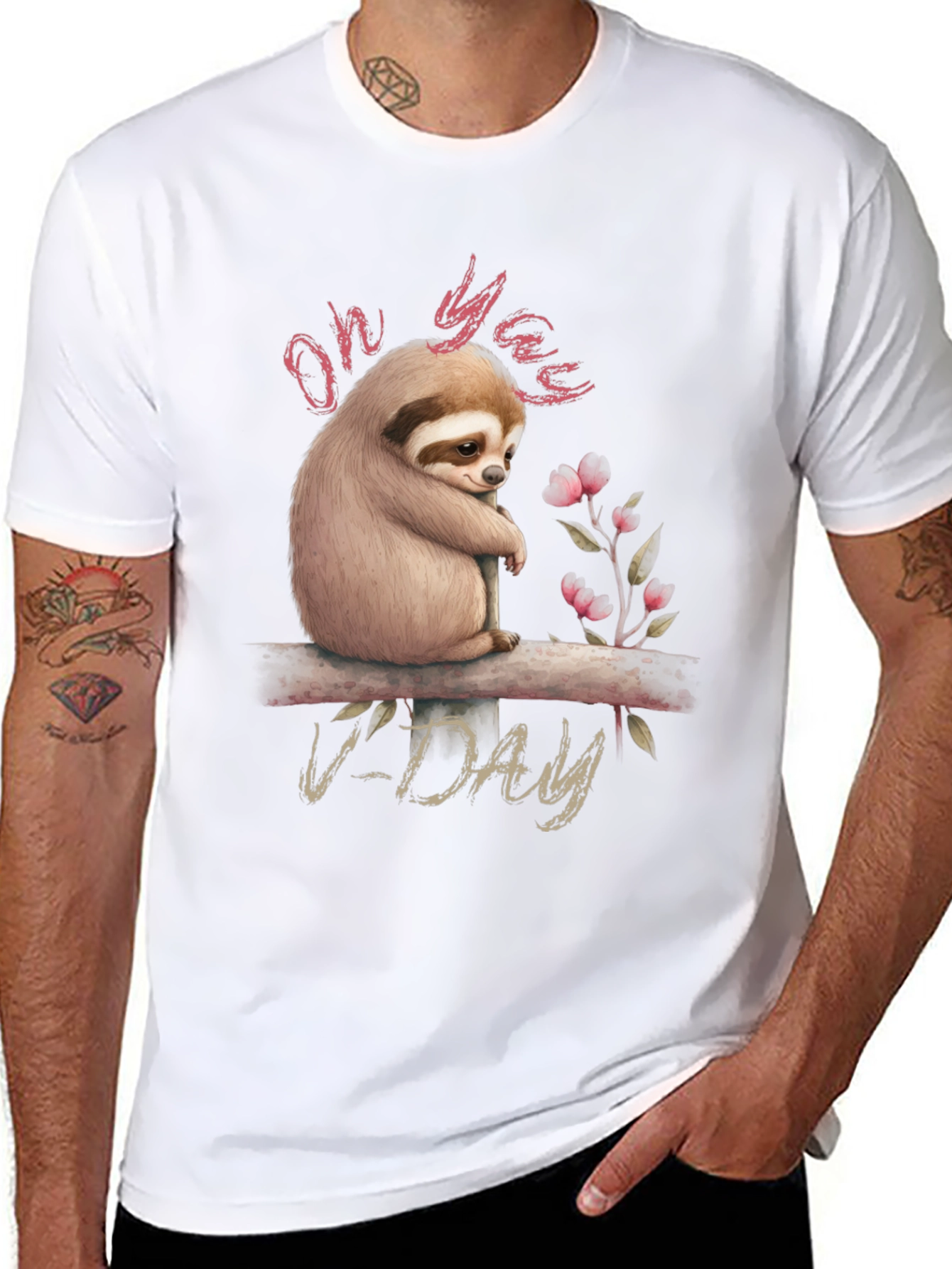 Black Oh Yaas V-Day Sloth Graphic Tee view 8