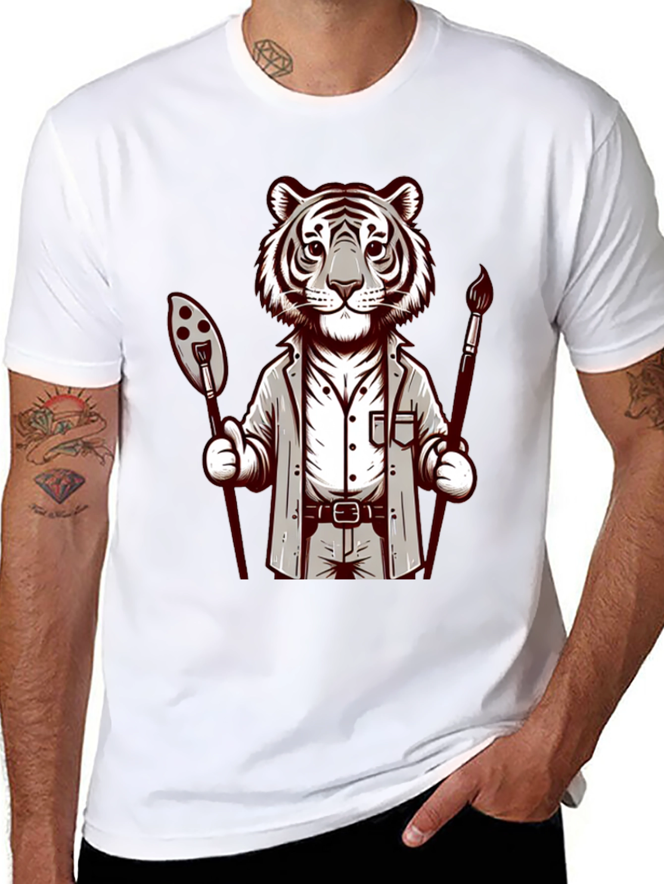 Black Tiger Artist Graphic Tee - Unique Design view 8