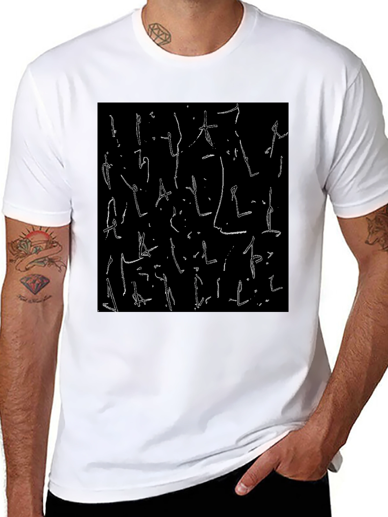 Black Abstract Graphic Print Black T-Shirt view 8