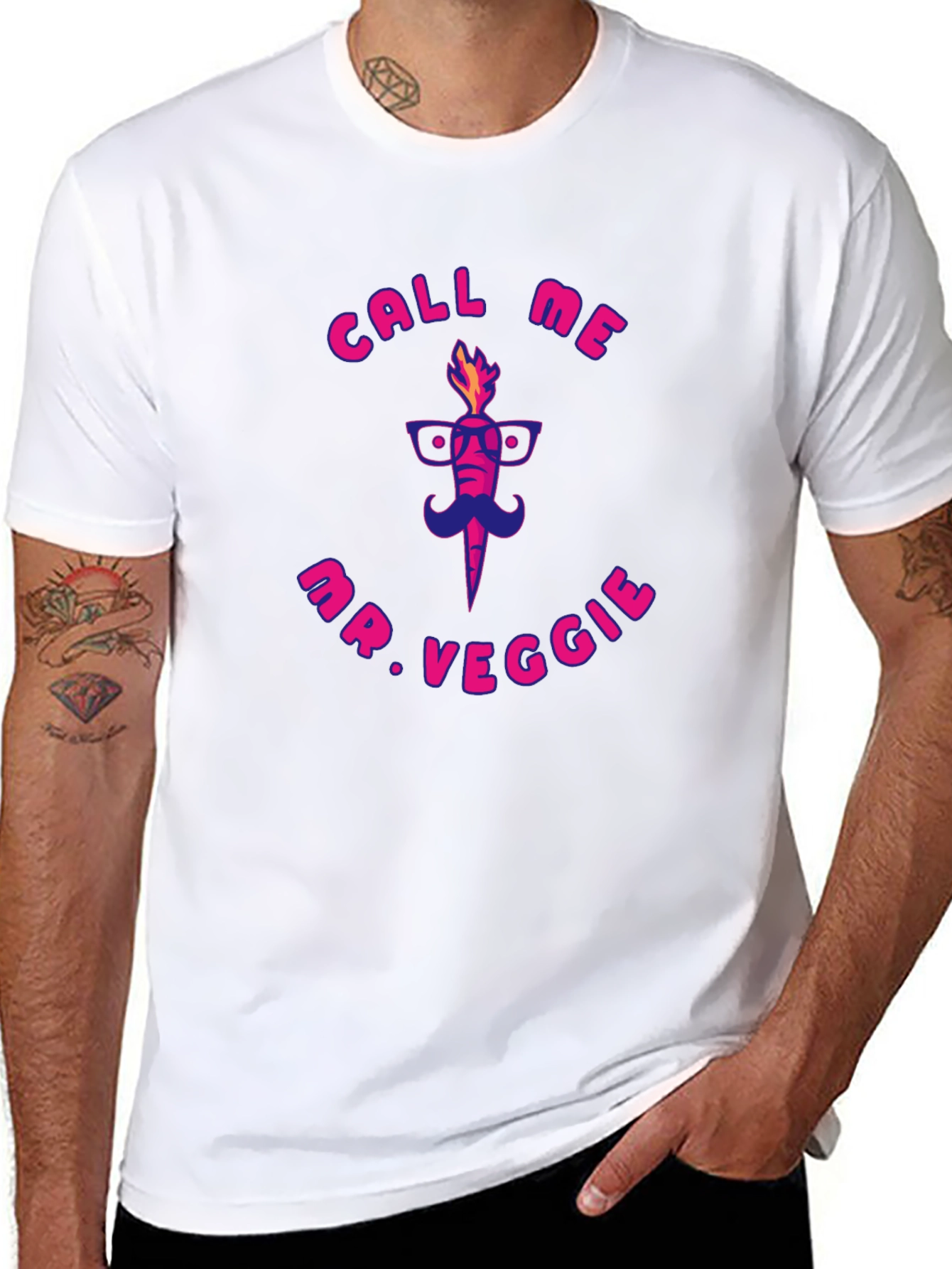 Black Call Me Mr. Veggie Graphic Tee - Quirky & Fun! view 8
