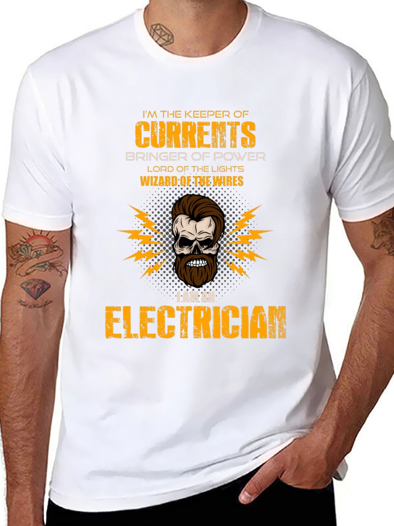 Black Electrician Skull T-Shirt - Keeper of Currents view 8