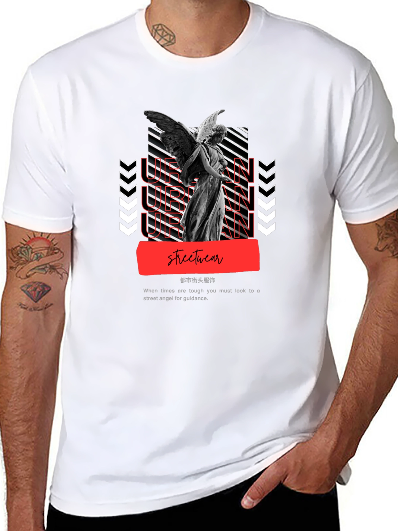 Black Urban Angel Graphic Tee - Streetwear Fashion view 8