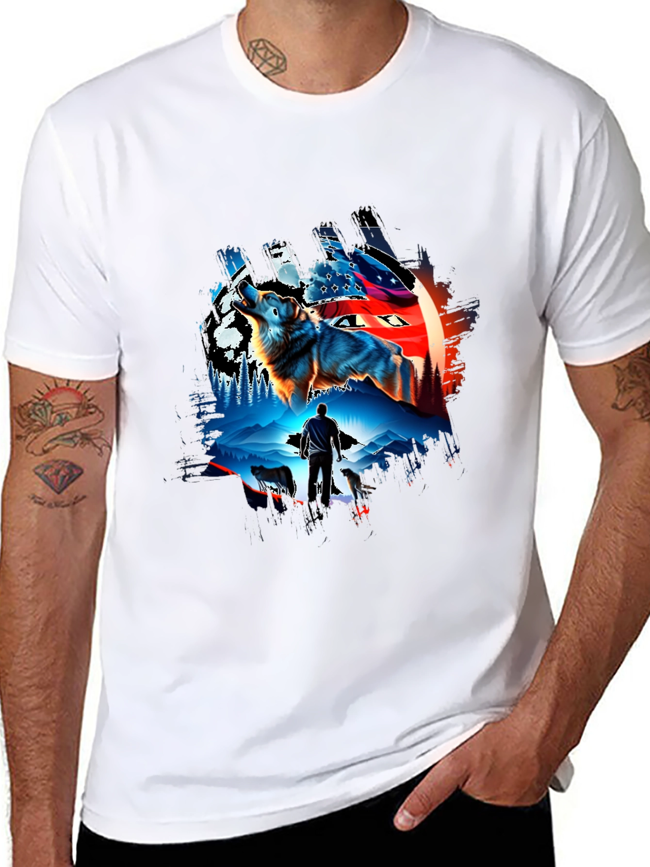Wolf Pack Graphic T-Shirt - Men's Black Tee - 8
