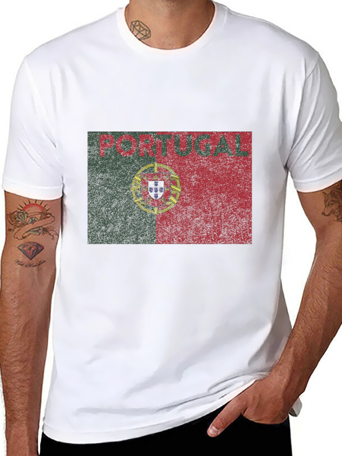 Portugal Flag Graphic T-Shirt - Distressed Design - 8