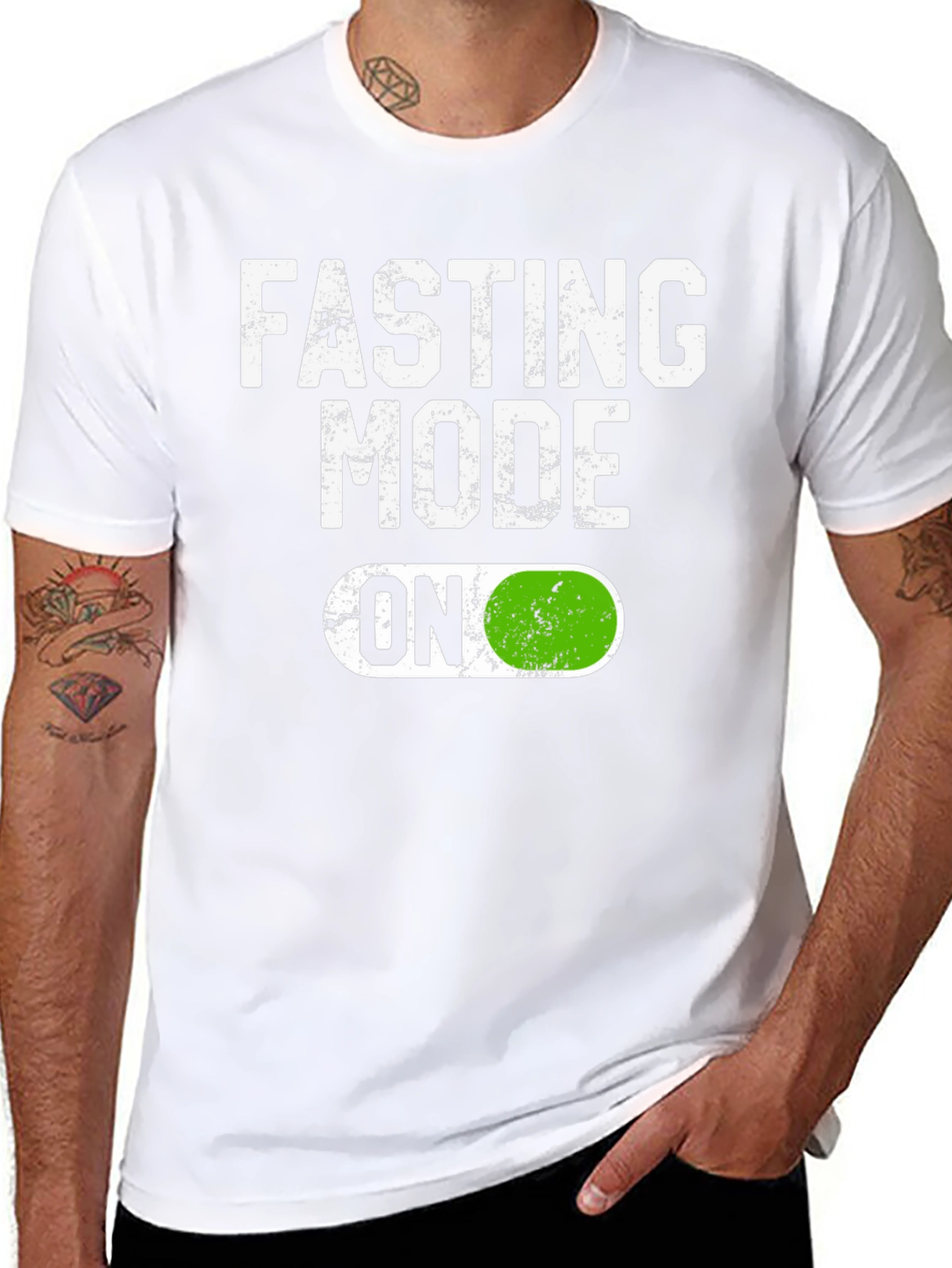 Black Fasting Mode On T-Shirt - Funny Diet Tee view 8