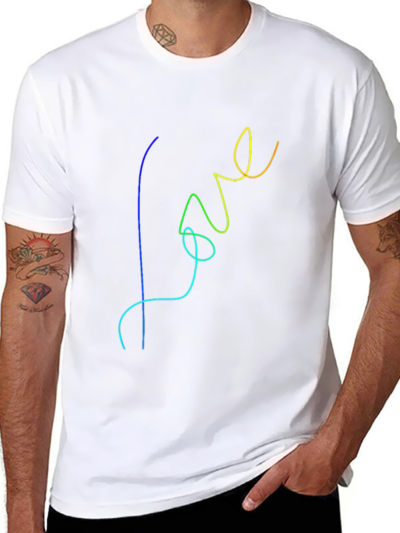 Black Rainbow Love Graphic Black T-Shirt view 8