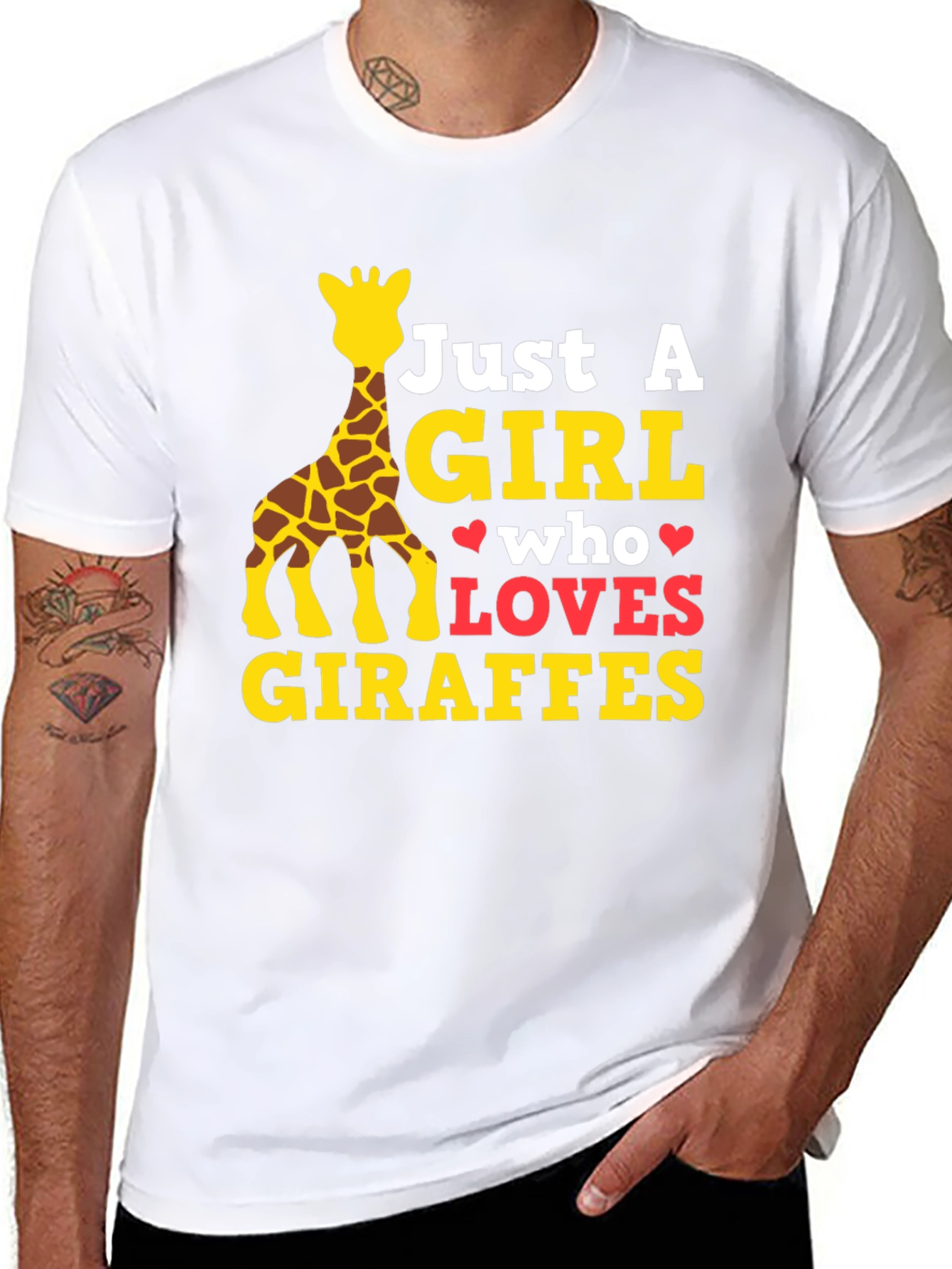 Black Just A Girl Who Loves Giraffes T-Shirt view 8