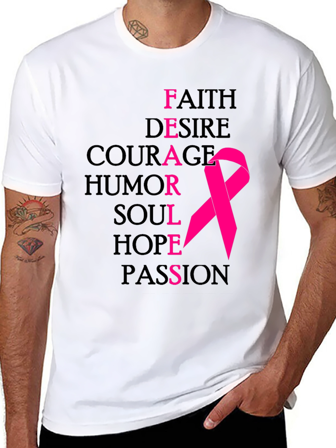 Black Fearless Breast Cancer Awareness T-Shirt view 8