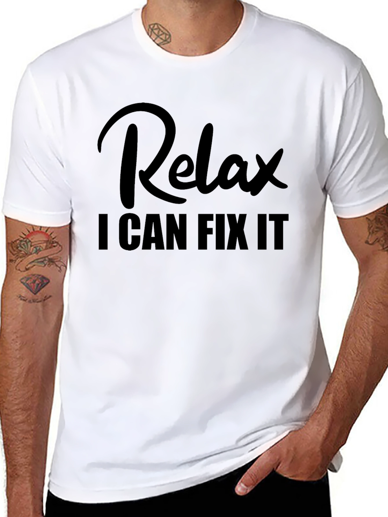 Black Relax I Can Fix It - Funny T-Shirt view 8