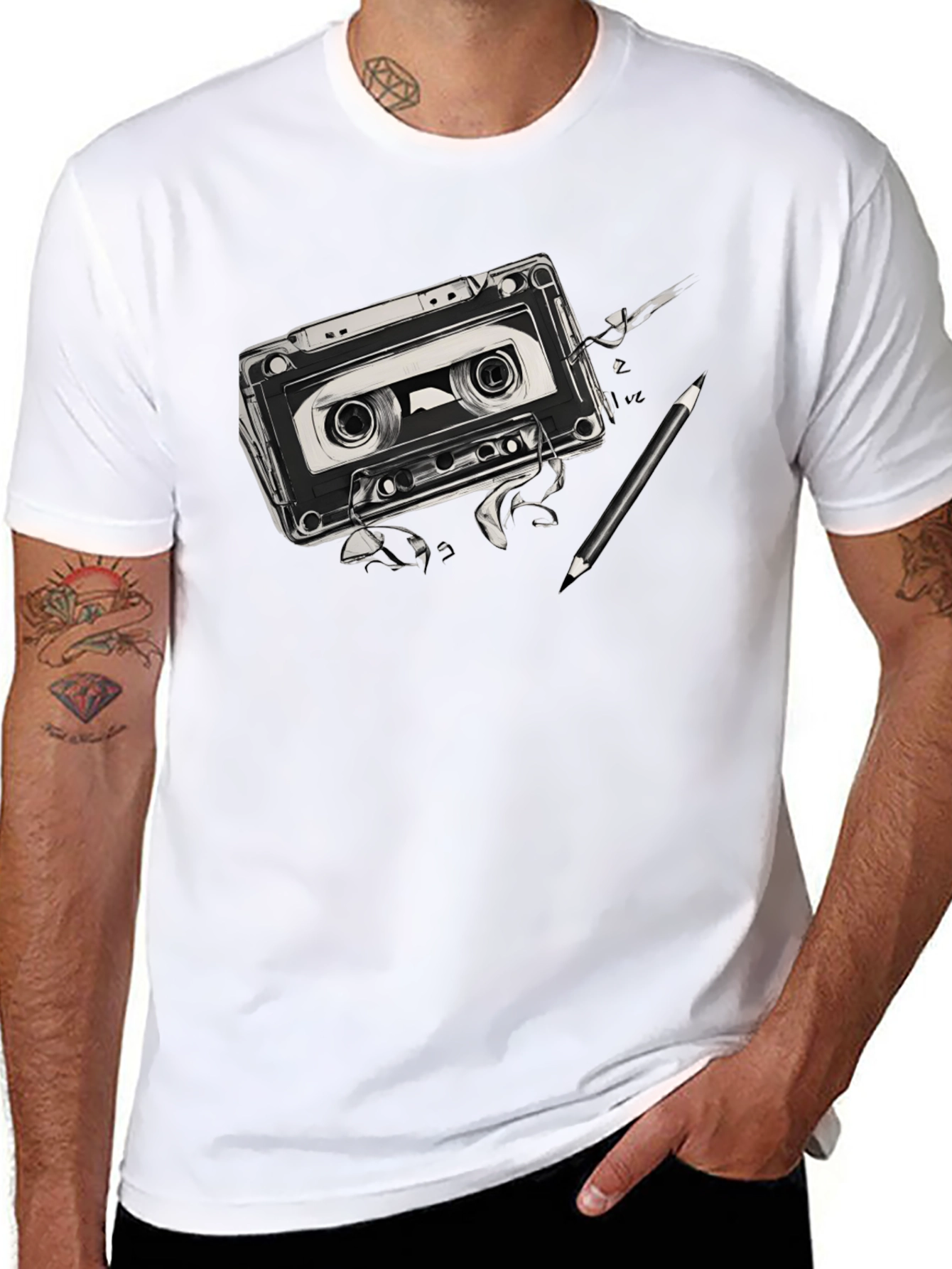 Black Retro Cassette Tape Graphic Tee view 8
