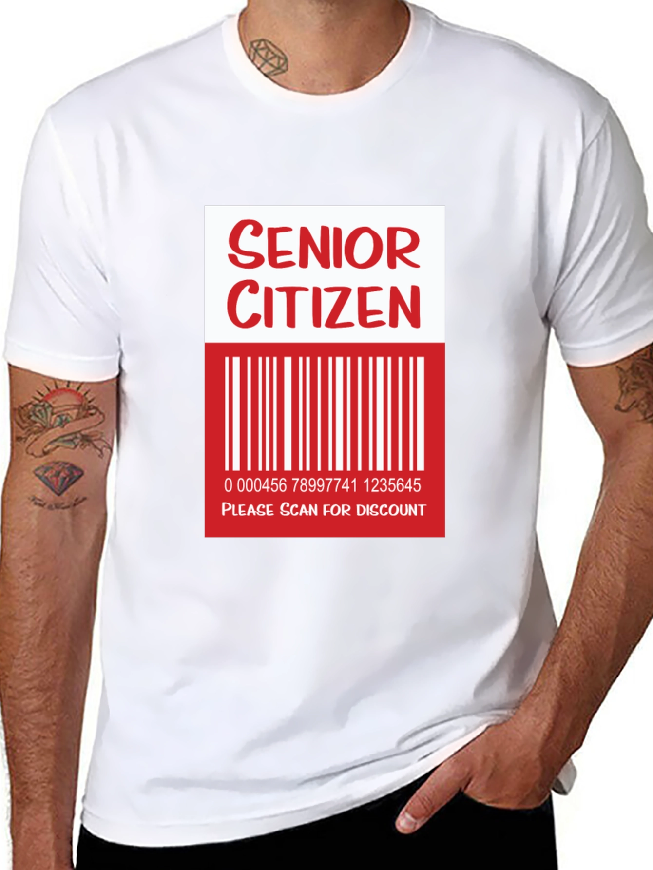Black Senior Citizen Barcode T-Shirt - Funny Novelty Tee view 8