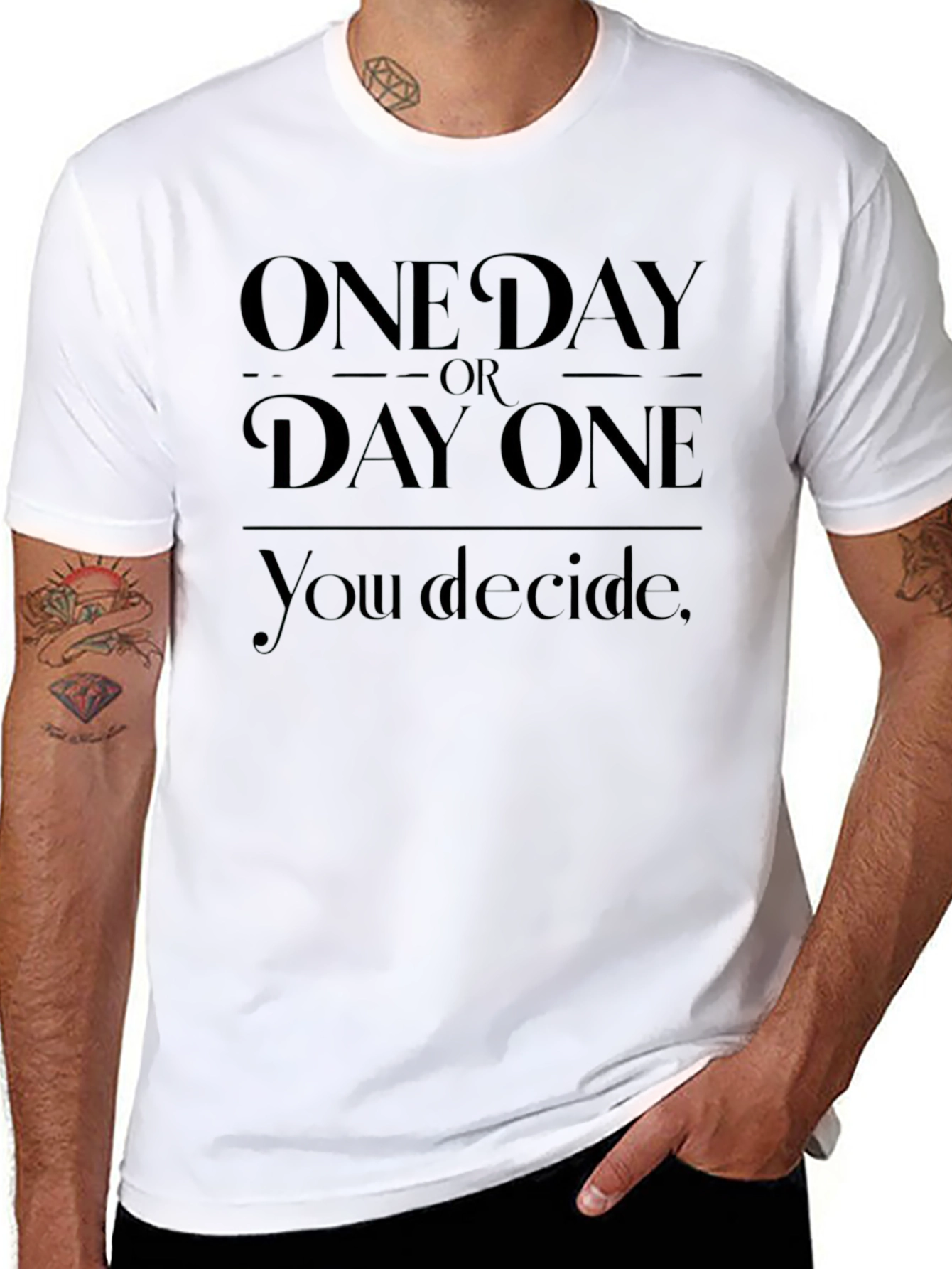 Black Inspirational One Day Or Day One T-Shirt view 8