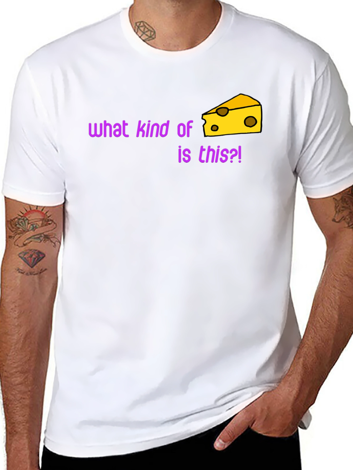 Black Funny Cheese T-Shirt - What Kind of Cheese Is This?! view 8