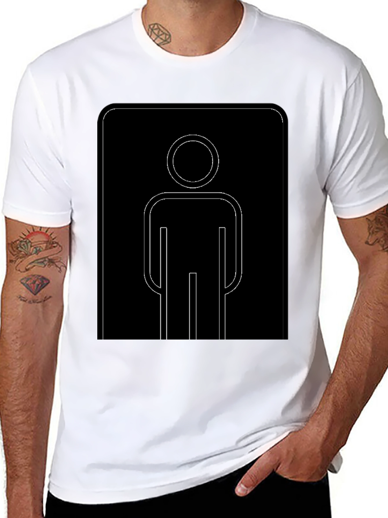 Black Men's Room Sign Graphic Black T-Shirt view 8