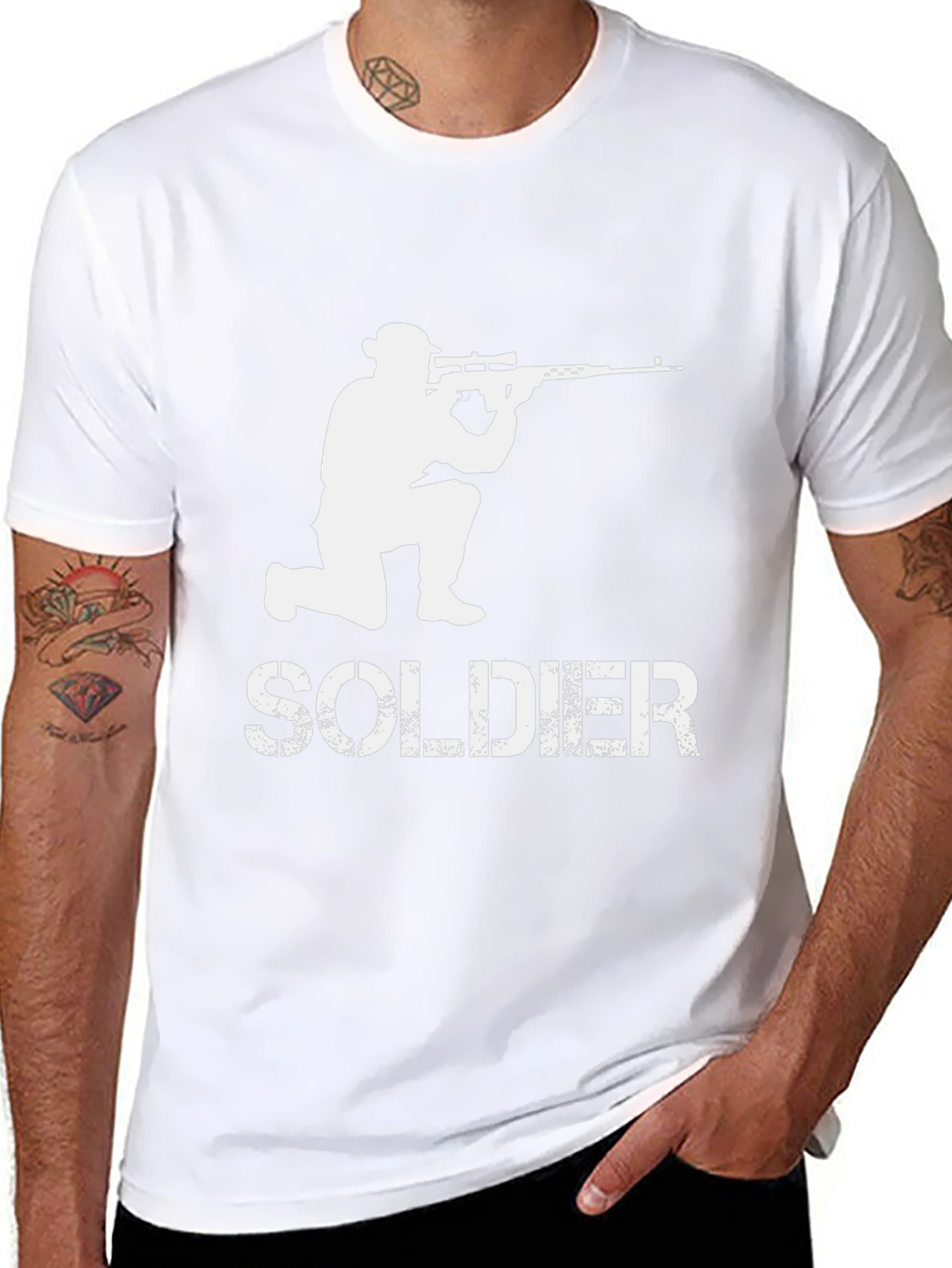 Black Soldier Sniper Graphic Tee - Black Cotton T-Shirt view 8