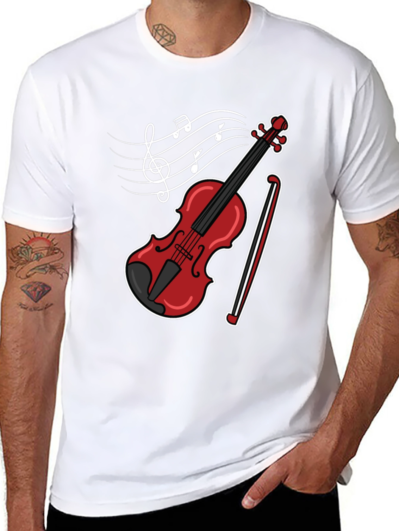 Black Musical Violin Graphic T-Shirt view 8