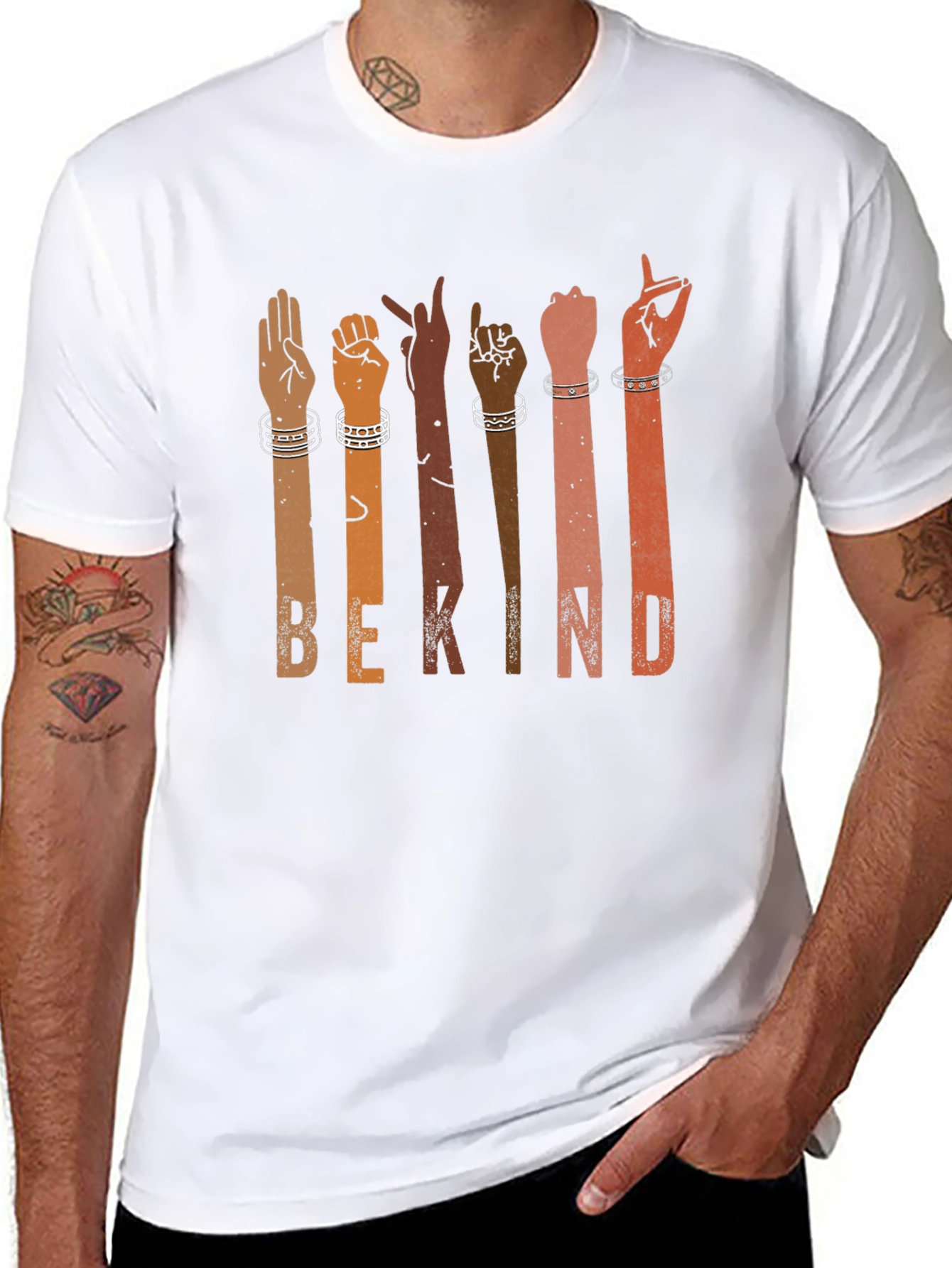 Black Be Kind Sign Language T-Shirt Black view 8