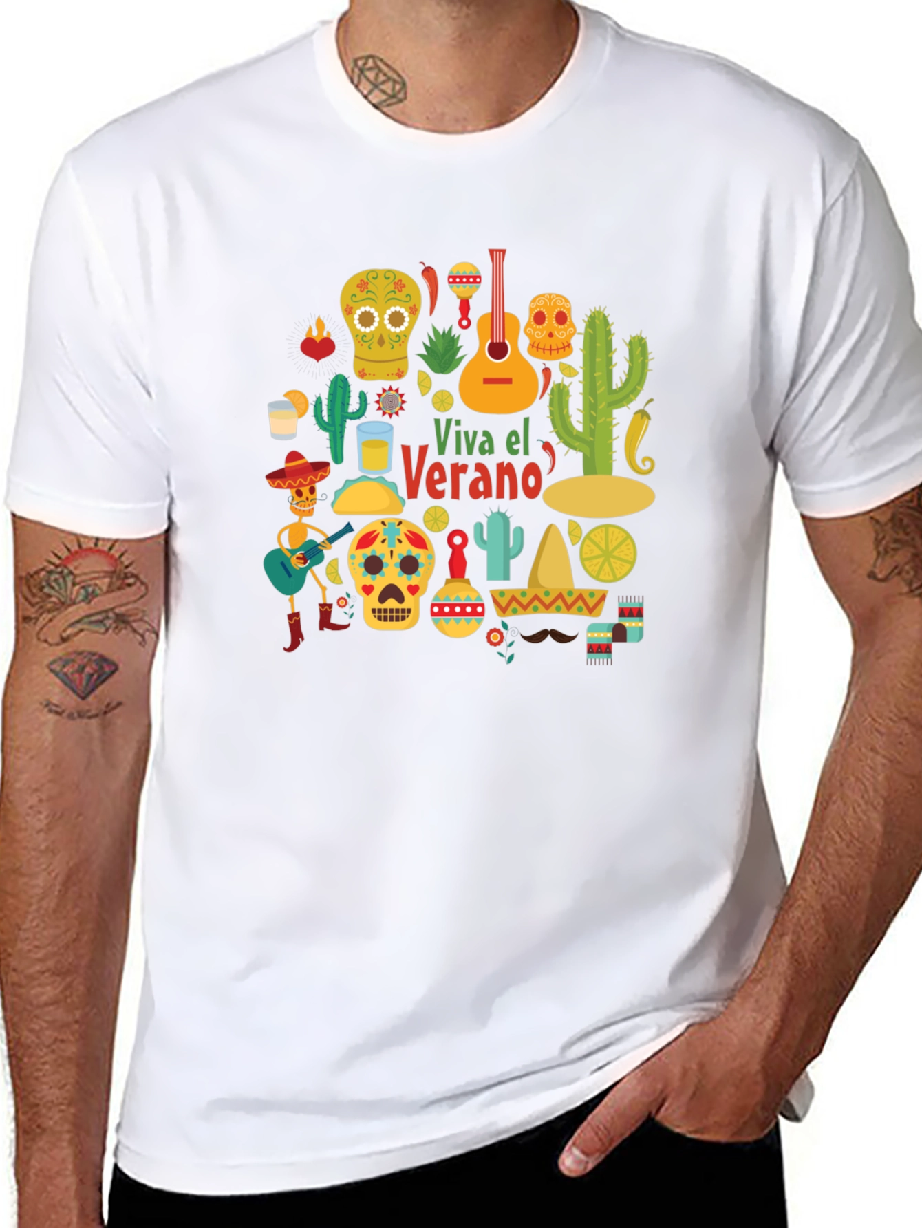 Black Viva El Verano T-Shirt, Summer Fiesta Tee view 8