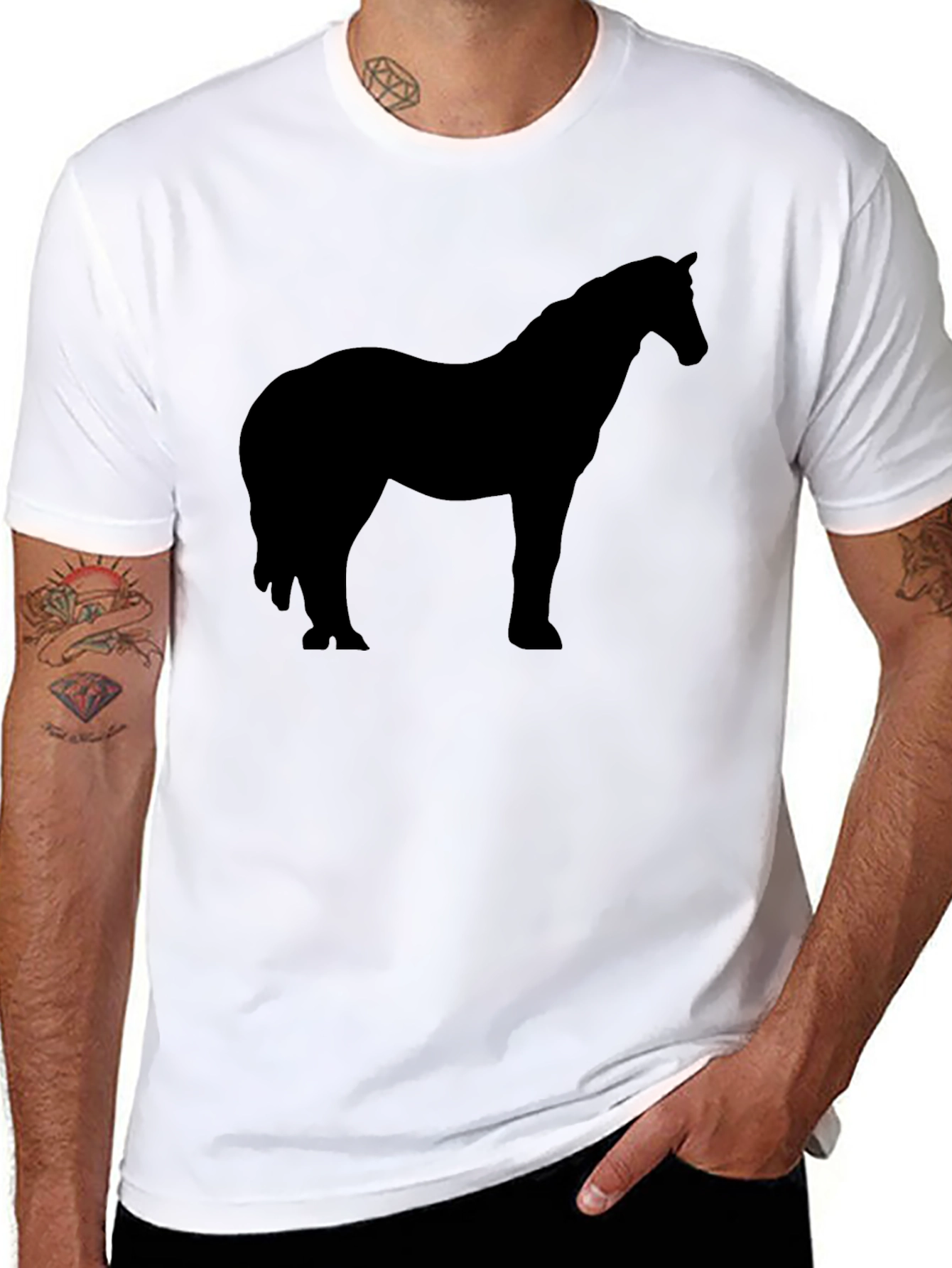 Black Black Horse Silhouette T-Shirt - Equestrian Style view 8