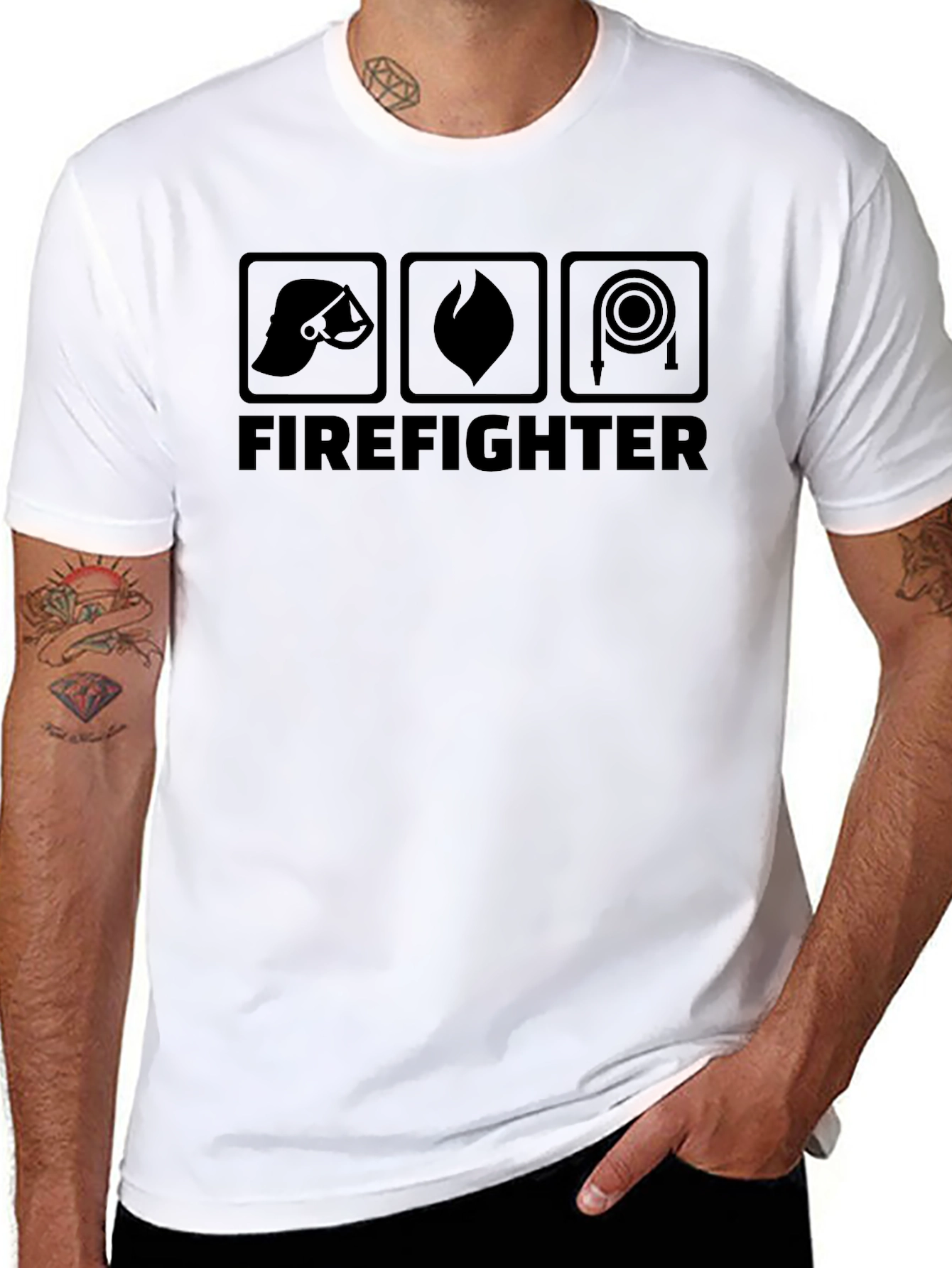 Black Firefighter Graphic Tee - Heroic Design view 8