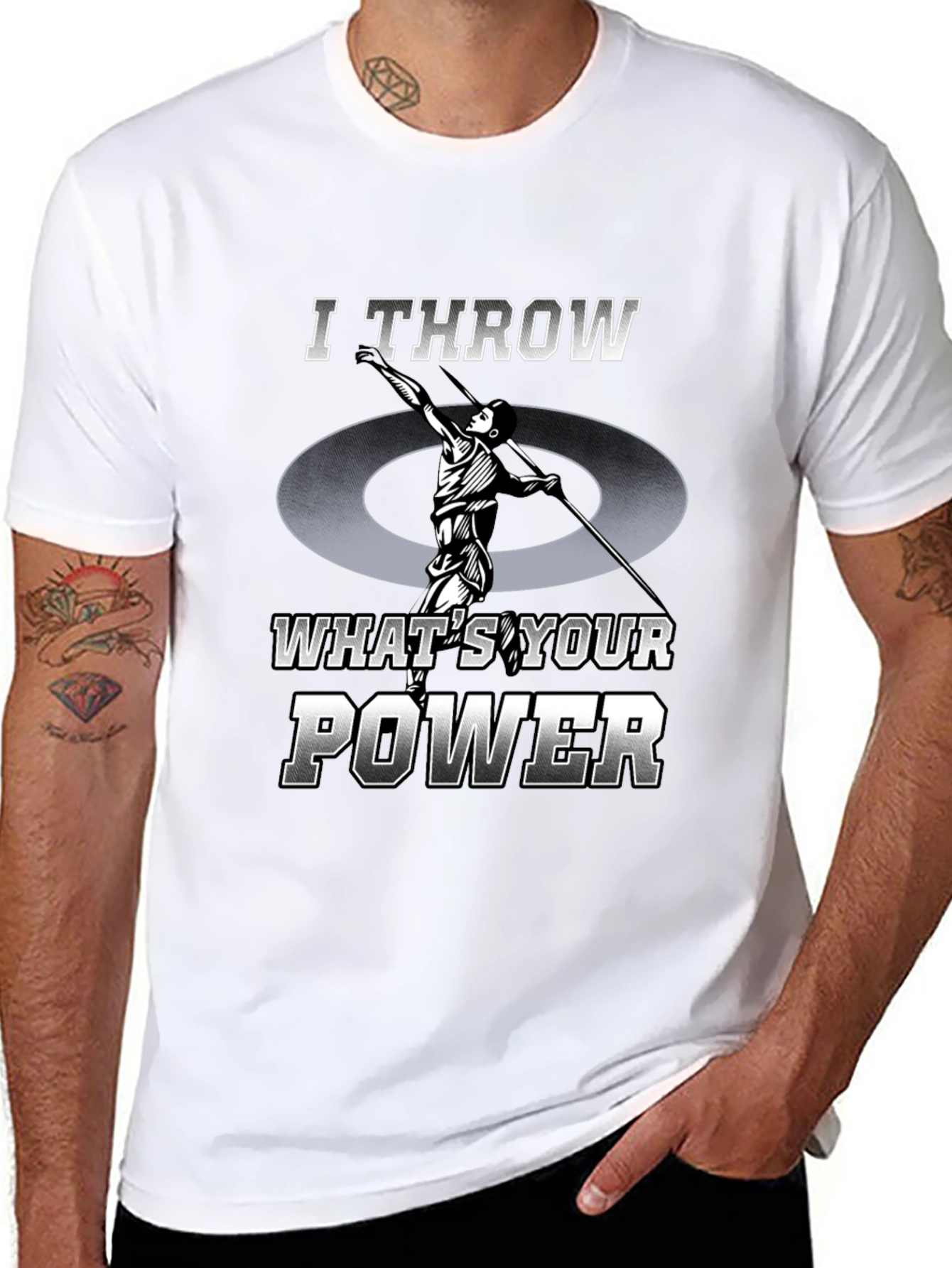 Black I Throw What's Your Power T-Shirt - Athletic Tee view 8