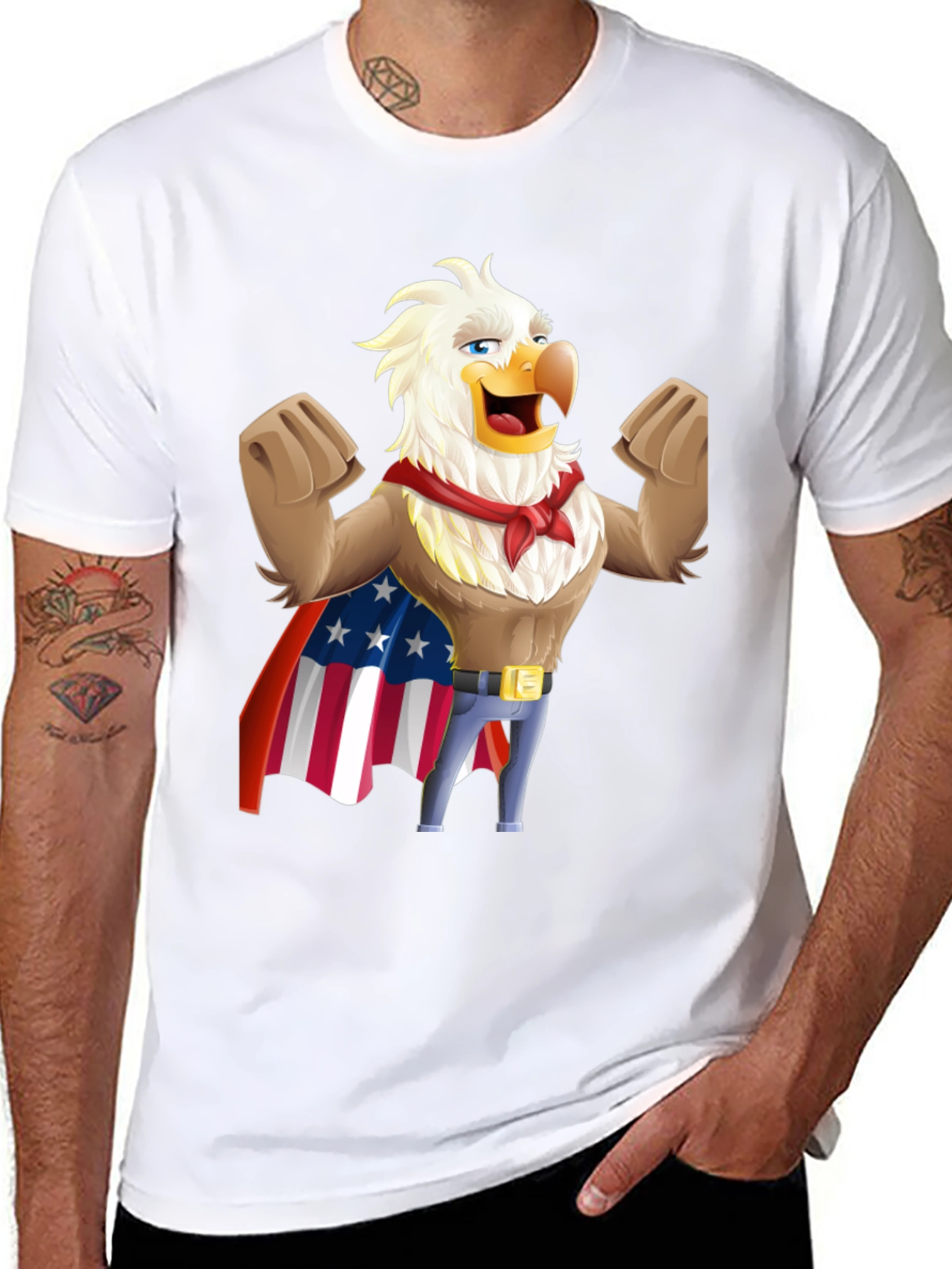 Black Patriotic Eagle Cartoon T-Shirt - USA Pride! view 8