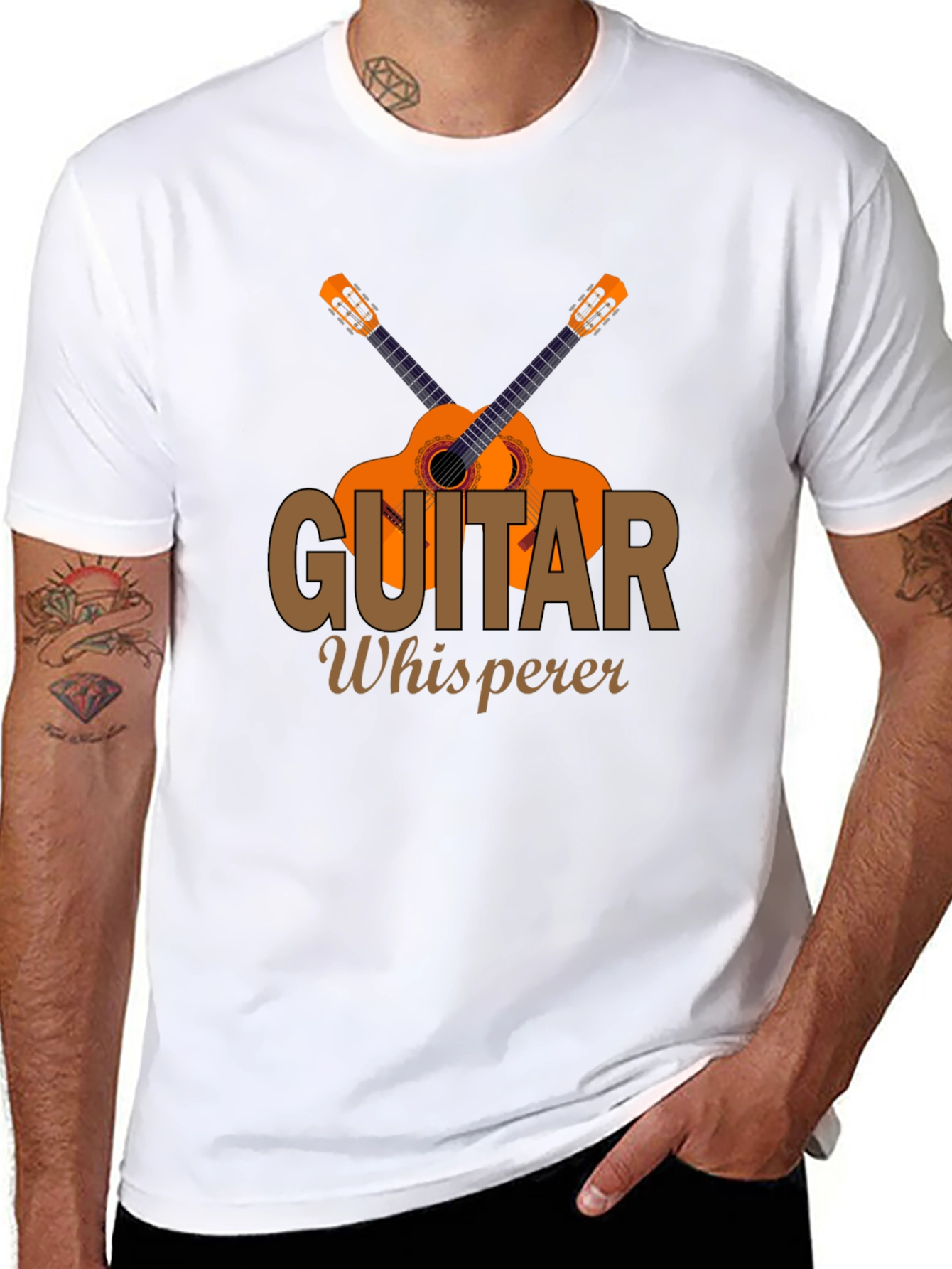 Black Guitar Whisperer Graphic T-Shirt Music Lover Tee view 8