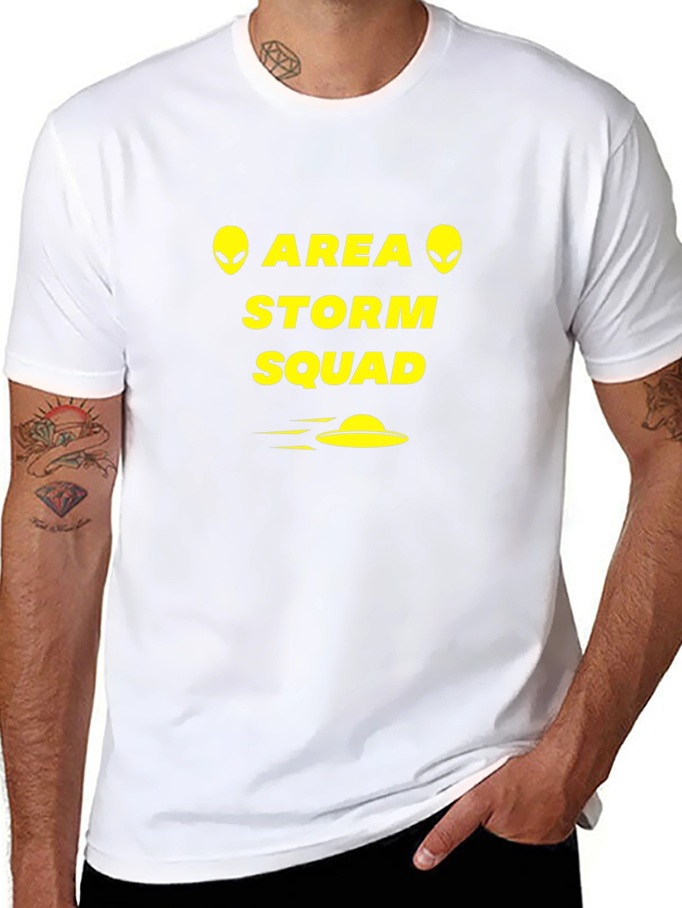 Black Area Storm Squad Alien UFO Graphic T-Shirt view 8